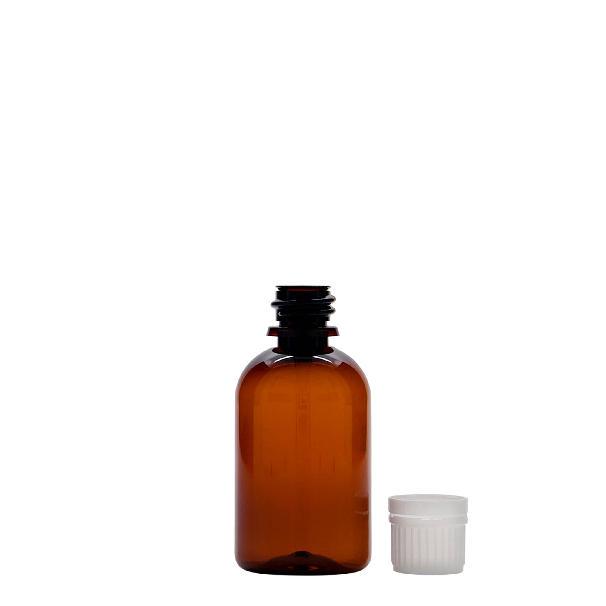 50 ml PET-medische fles 'Easy Living', bruin, kunststof, opening: DIN 18