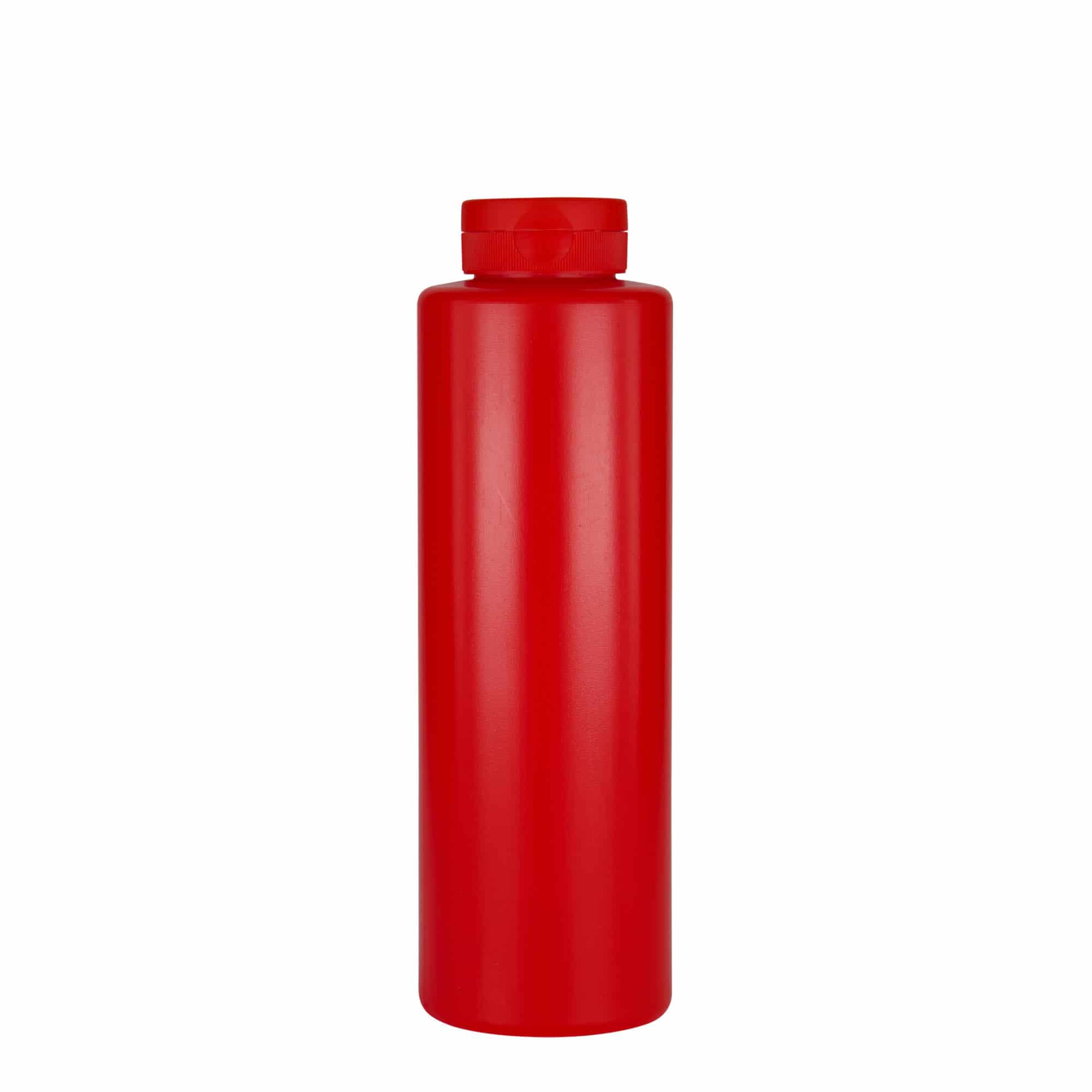 500 ml sausfles, LDPE-kunststof, rood, tuit: 38/400