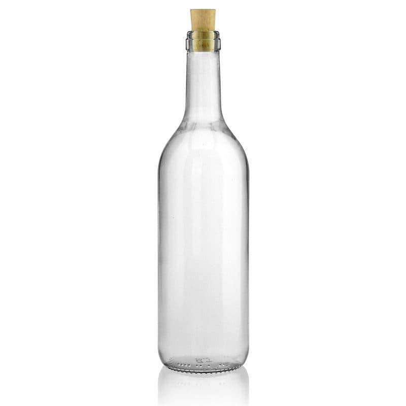 Glazen fles 'Bordeaux', 750 ml, monding: kurk