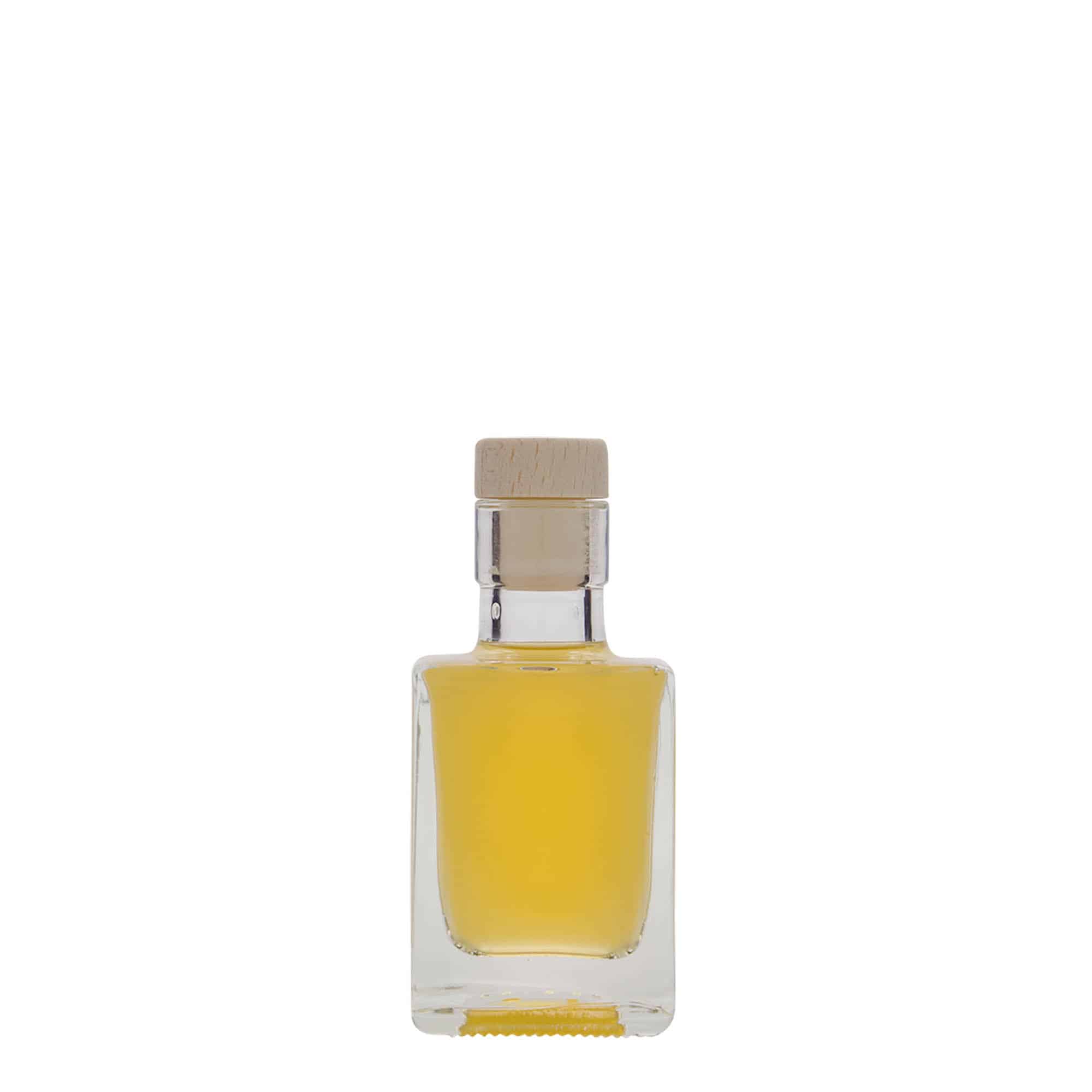 Glazen fles 'Cube', 50 ml, vierkant, monding: kurk
