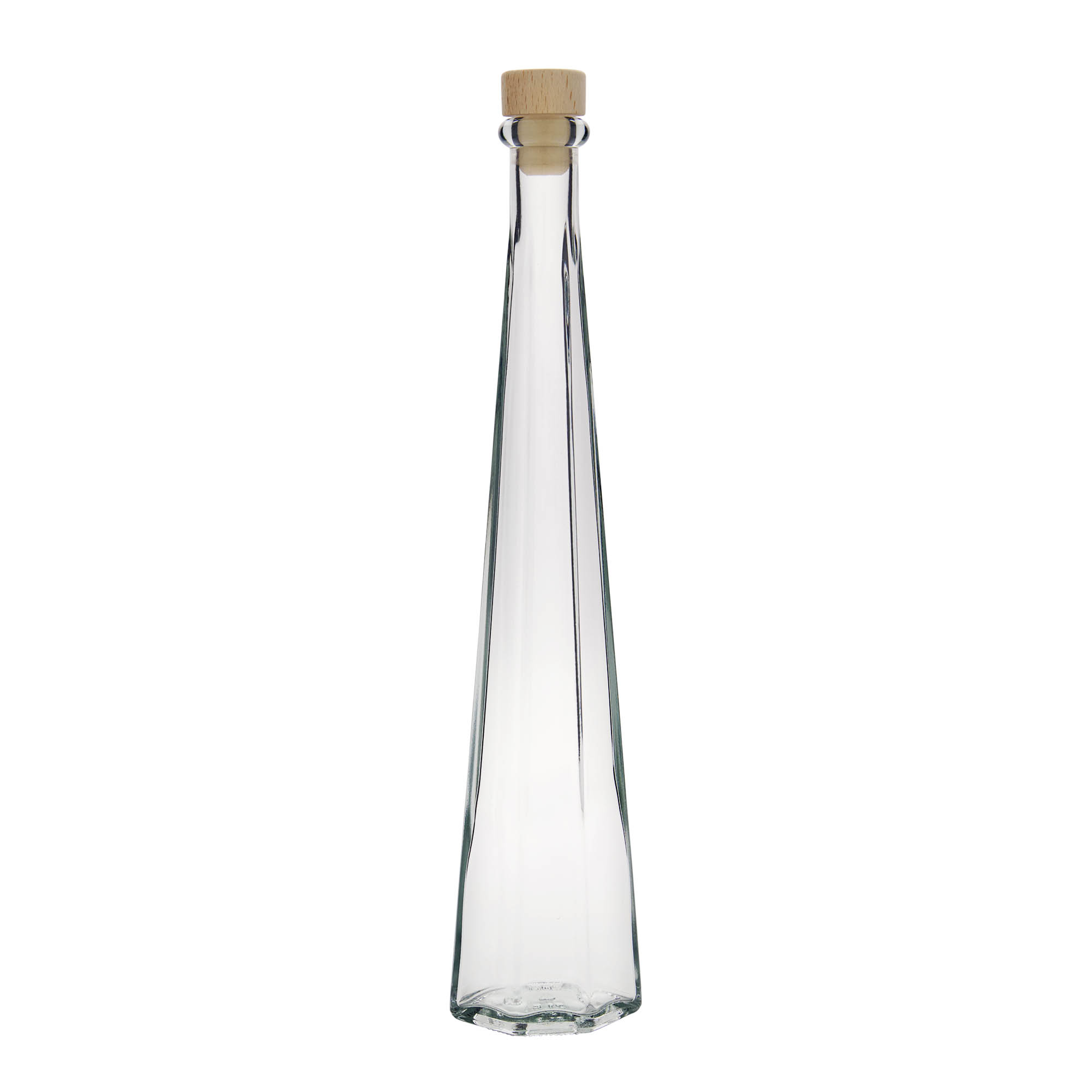 200 ml glazen fles 'Dama Sexta', zeshoekig, hals: kurk
