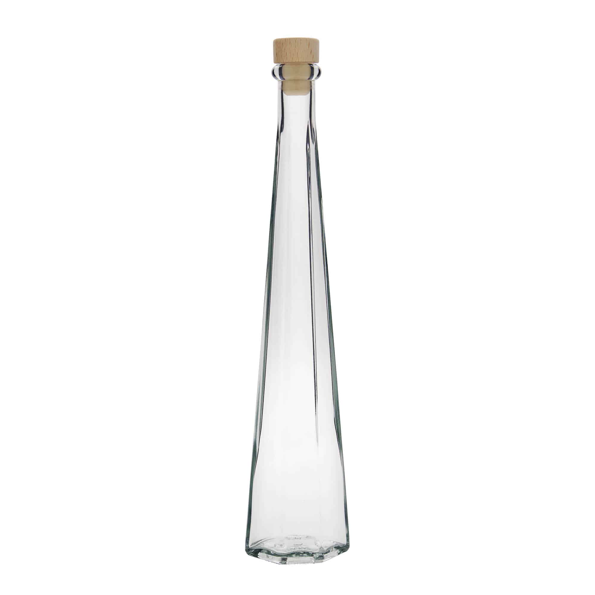 200 ml glazen fles 'Dama Sexta', zeshoekig, hals: kurk