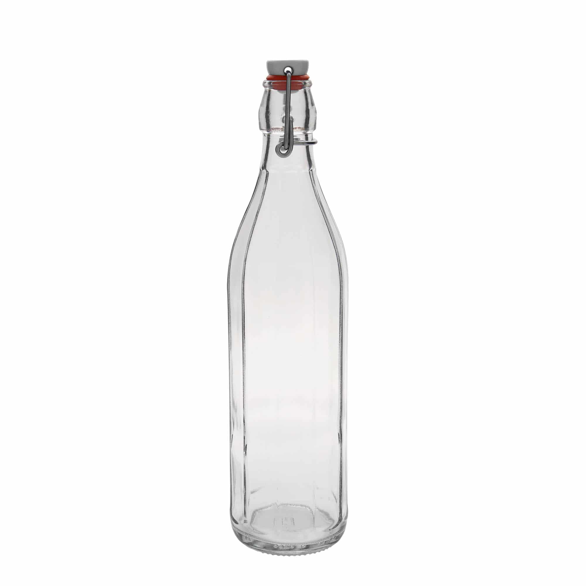 750 ml glazen fles 'Bravo', tienkantig, hals: beugelverschluss