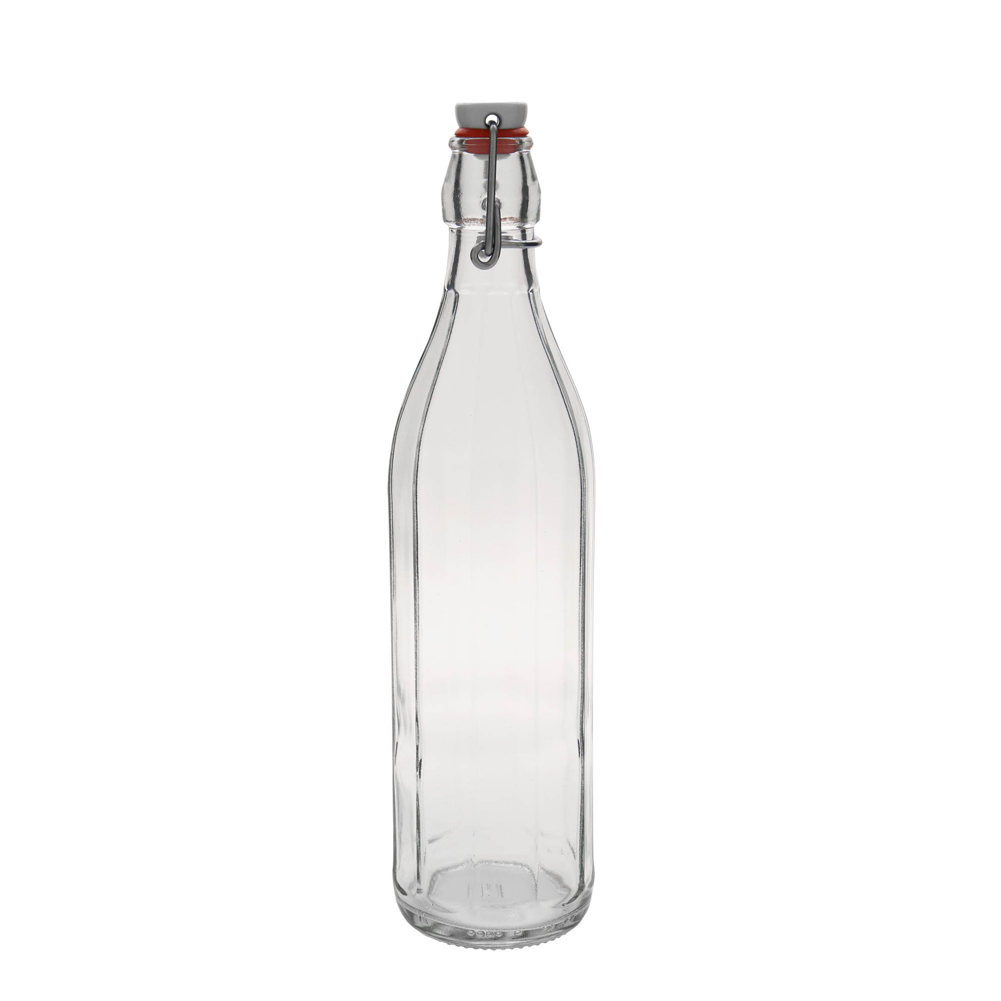 750 ml glazen fles 'Bravo', tienkantig, hals: beugelverschluss