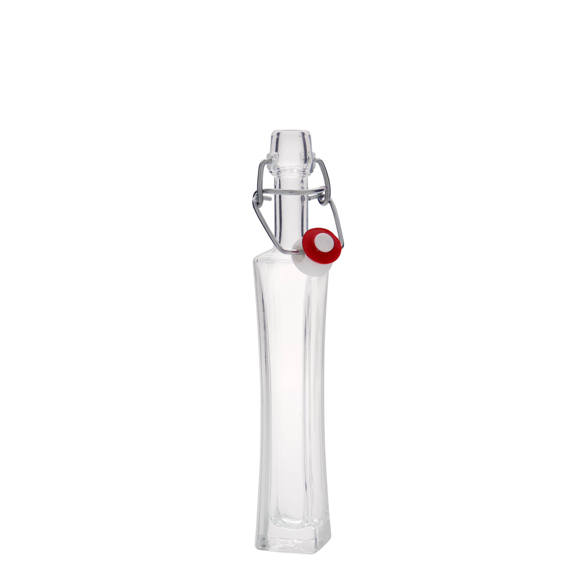 Glazen fles 'Koko', 40 ml, vierkant, monding: beugelsluiting