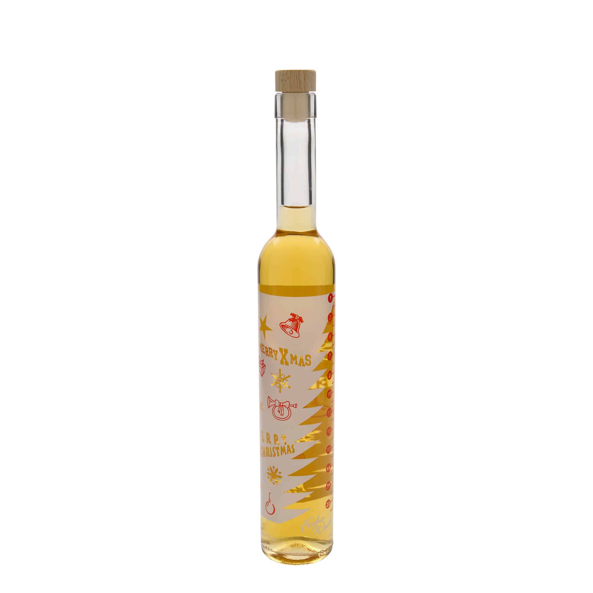 Glazen fles Maximo bedrukt 'Adventskalender', 500 ml, monding: kurk