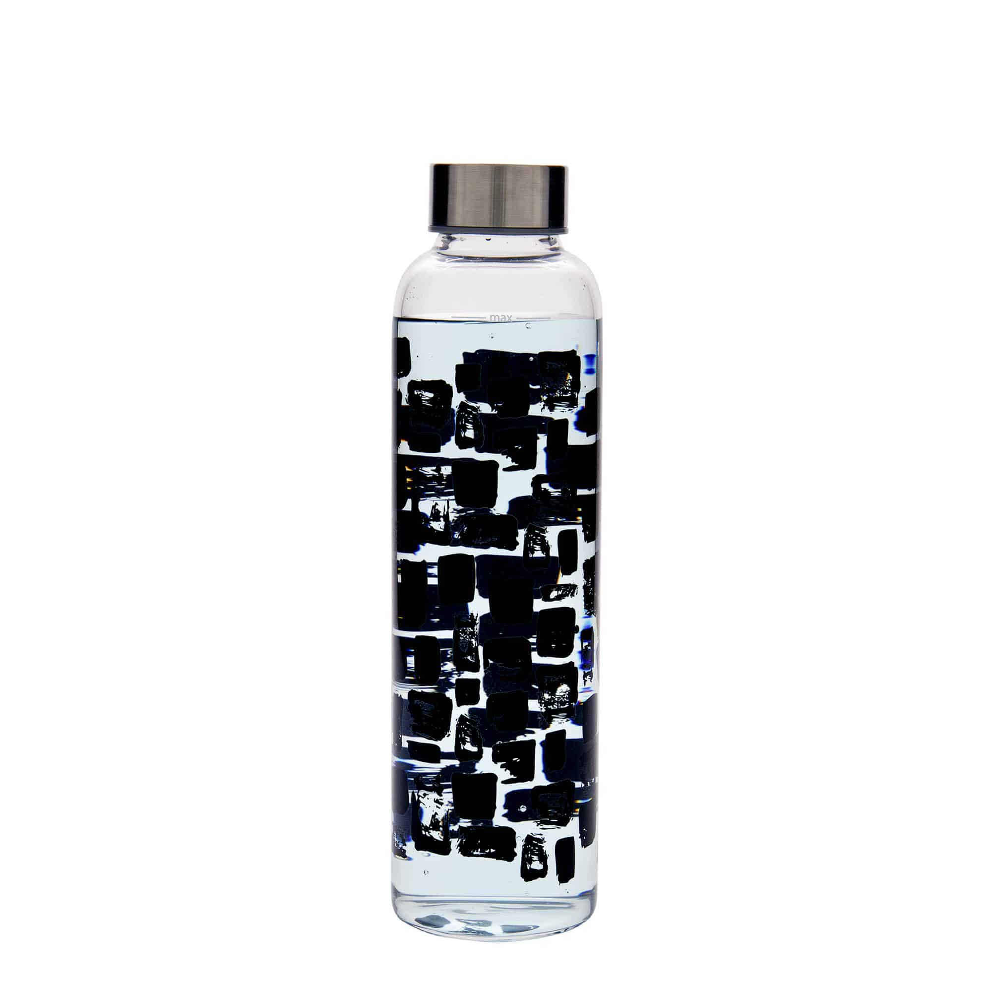Drinkfles 'Perseus', 500 ml, motief: Zwarte rechthoeken, monding: schroefsluiting