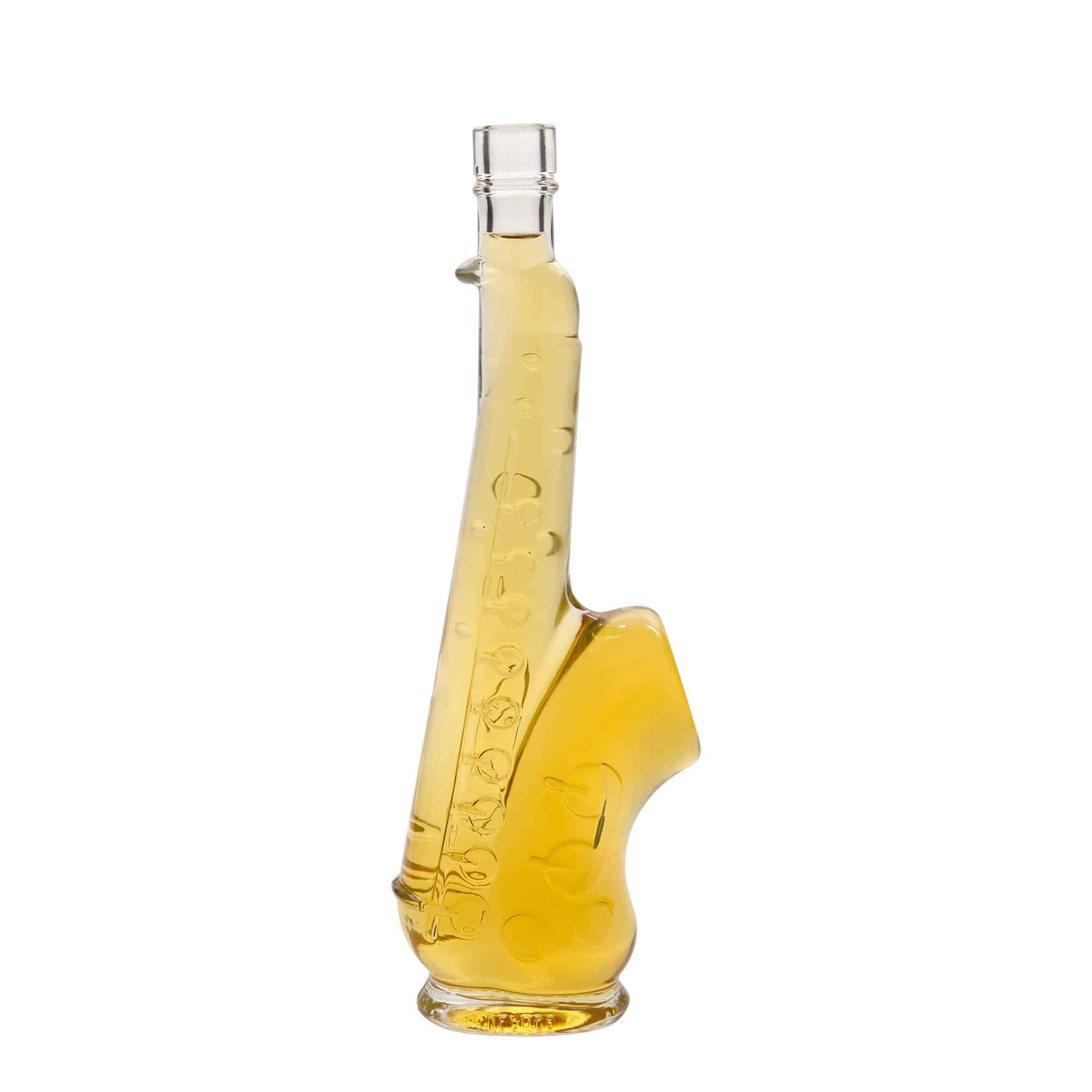 Glazen fles 'Saxofoon', 500 ml, monding: kurk