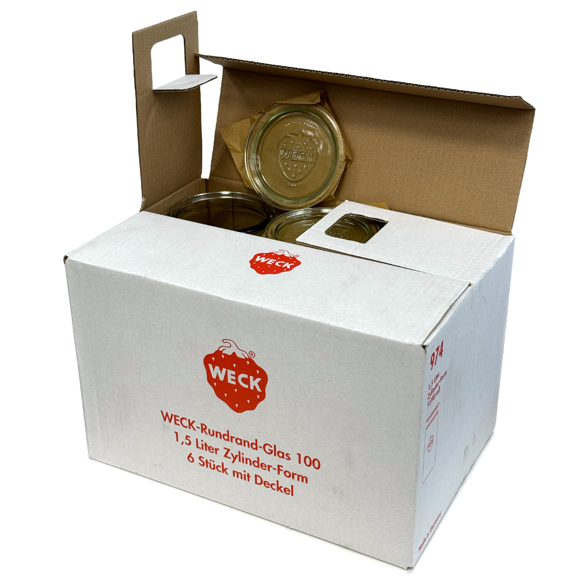 6x 1575 ml WECK-cilinderglas met glazen deksel RR 100