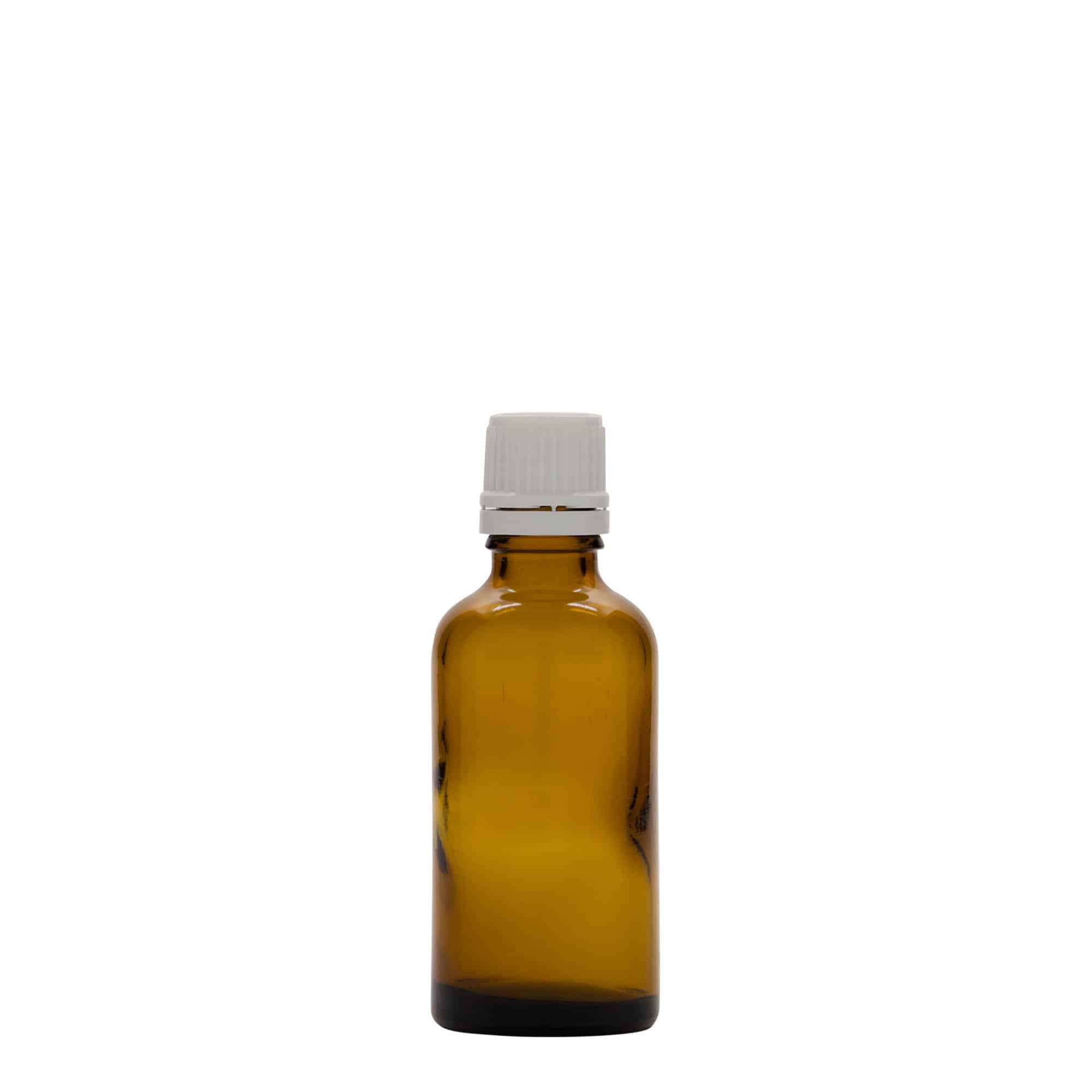 50ml medicijnfles, glas, bruin mat, opening: DIN 18