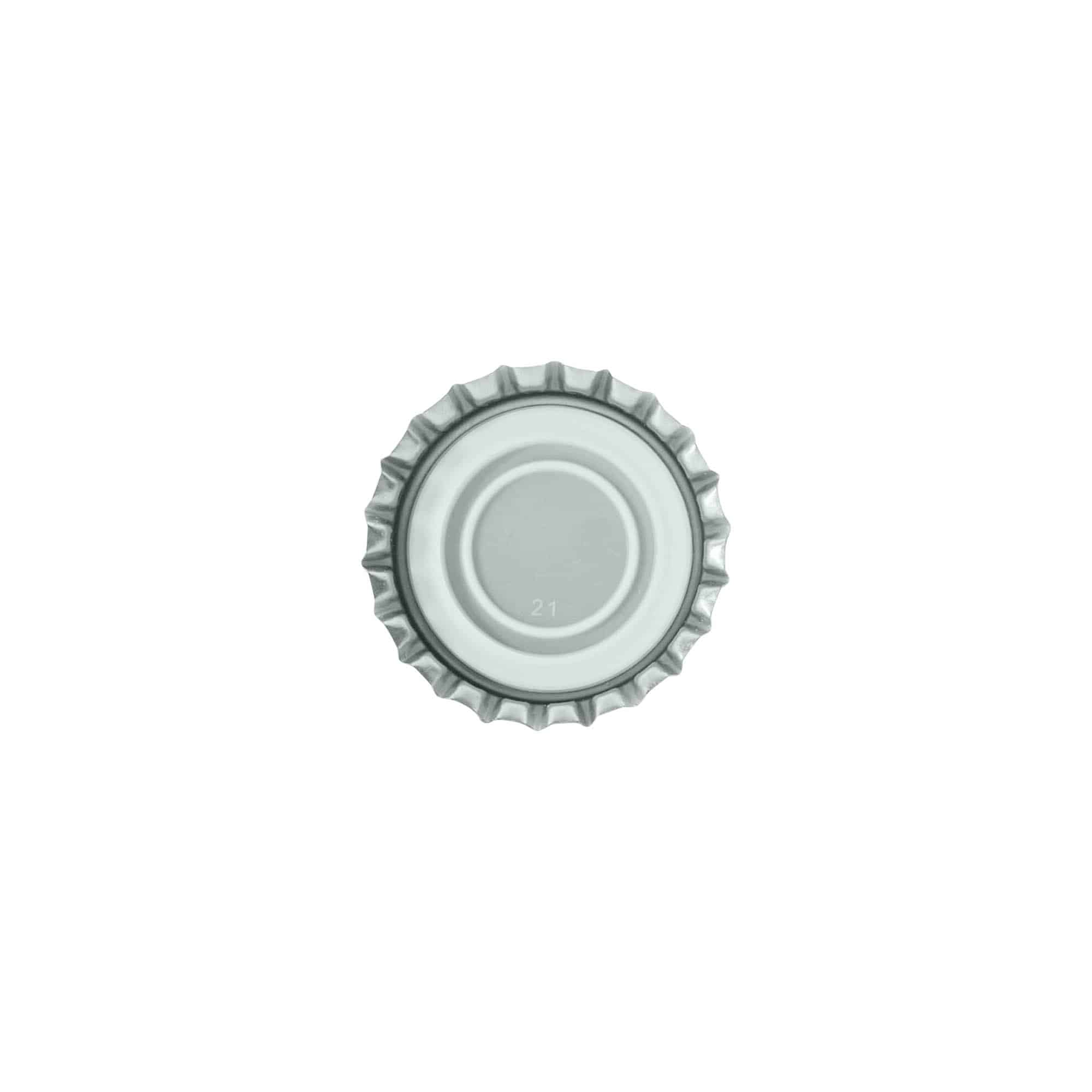 Kroonkurken 29 mm, metaal, zilver