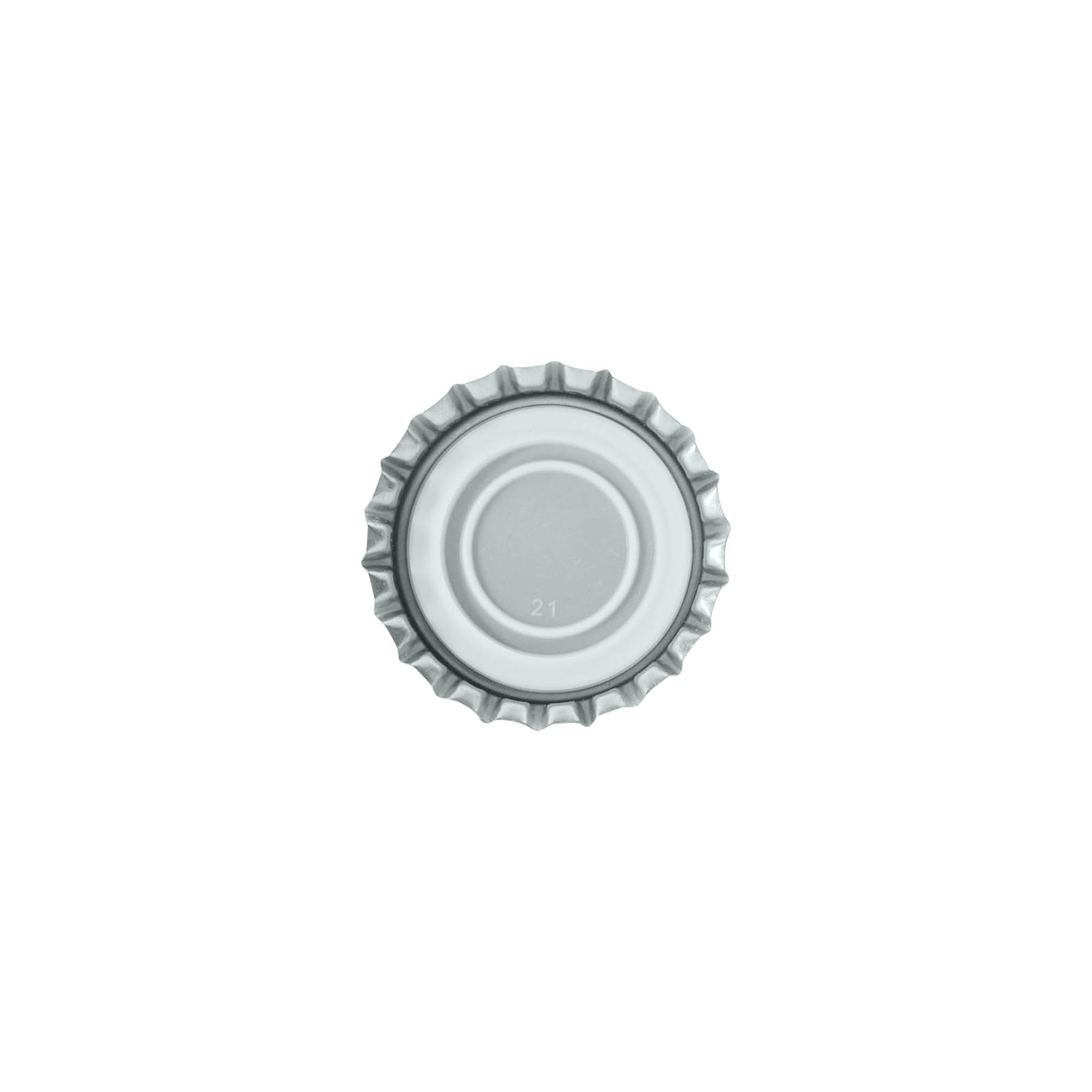 Kroonkurken 29 mm, metaal, zilver