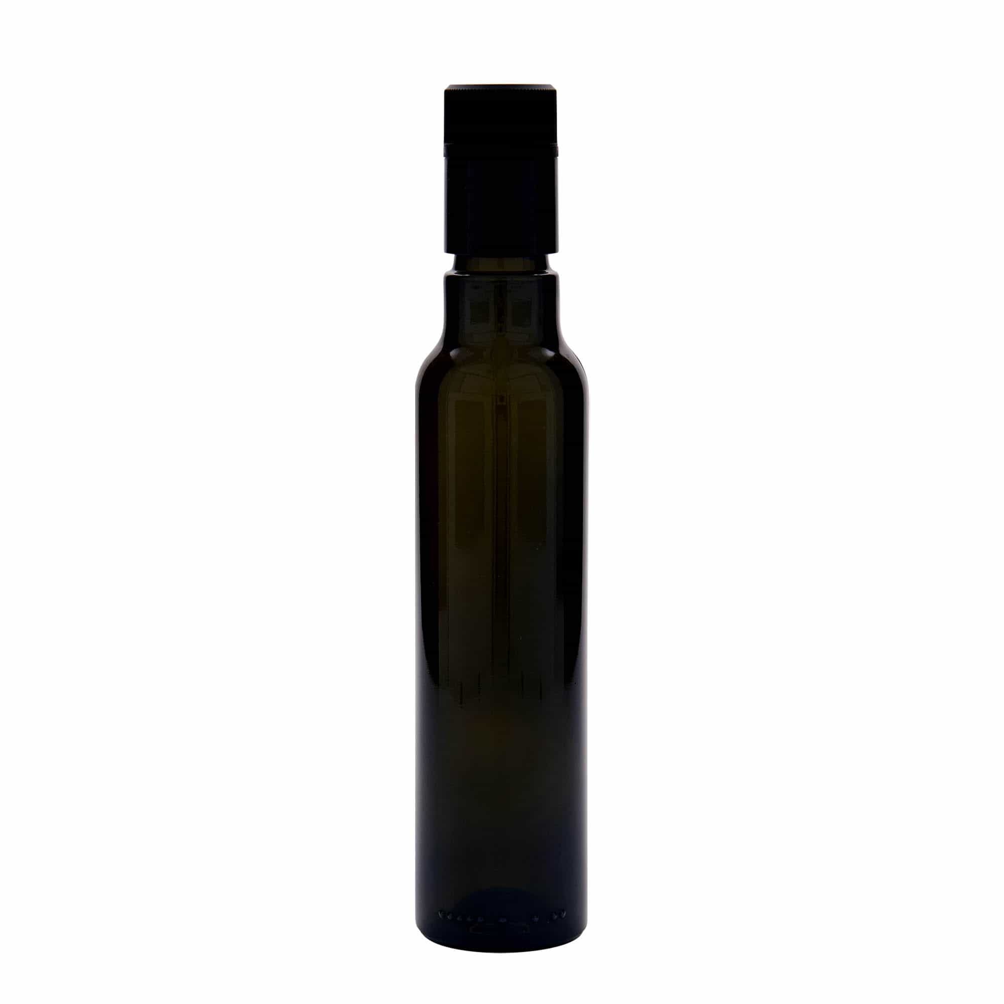 250 ml azijn-/olieflacon 'Willy New', glas, antiekgroen, opening: DOP