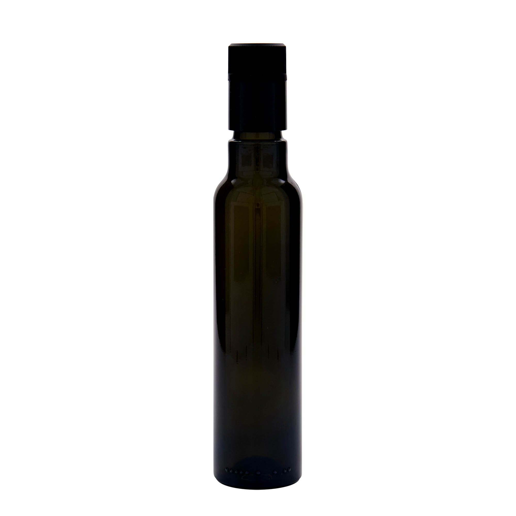 250 ml azijn-/olieflacon 'Willy New', glas, antiekgroen, opening: DOP