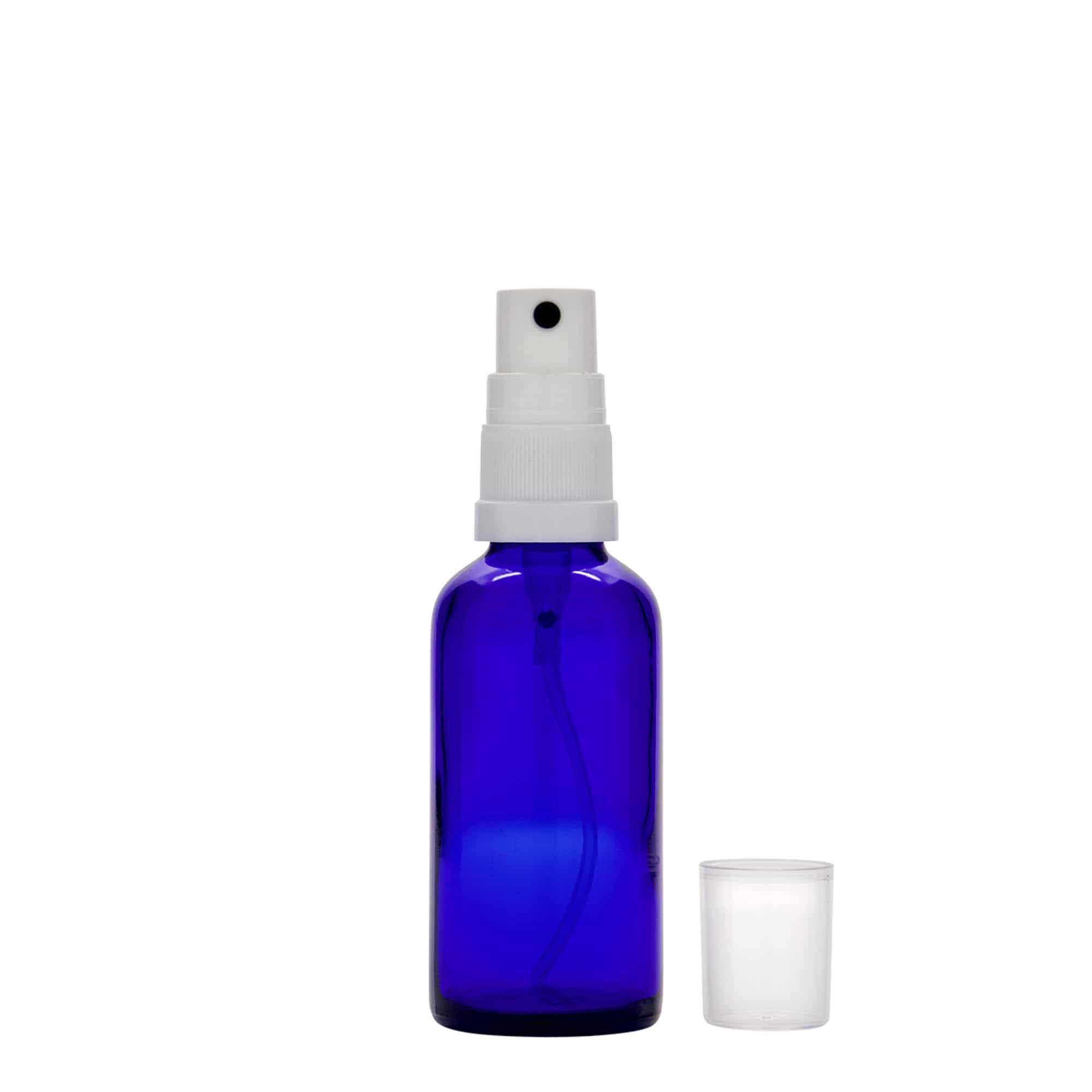 Sprayfles medicijn, 50 ml, glas, koningsblauw, monding: DIN 18