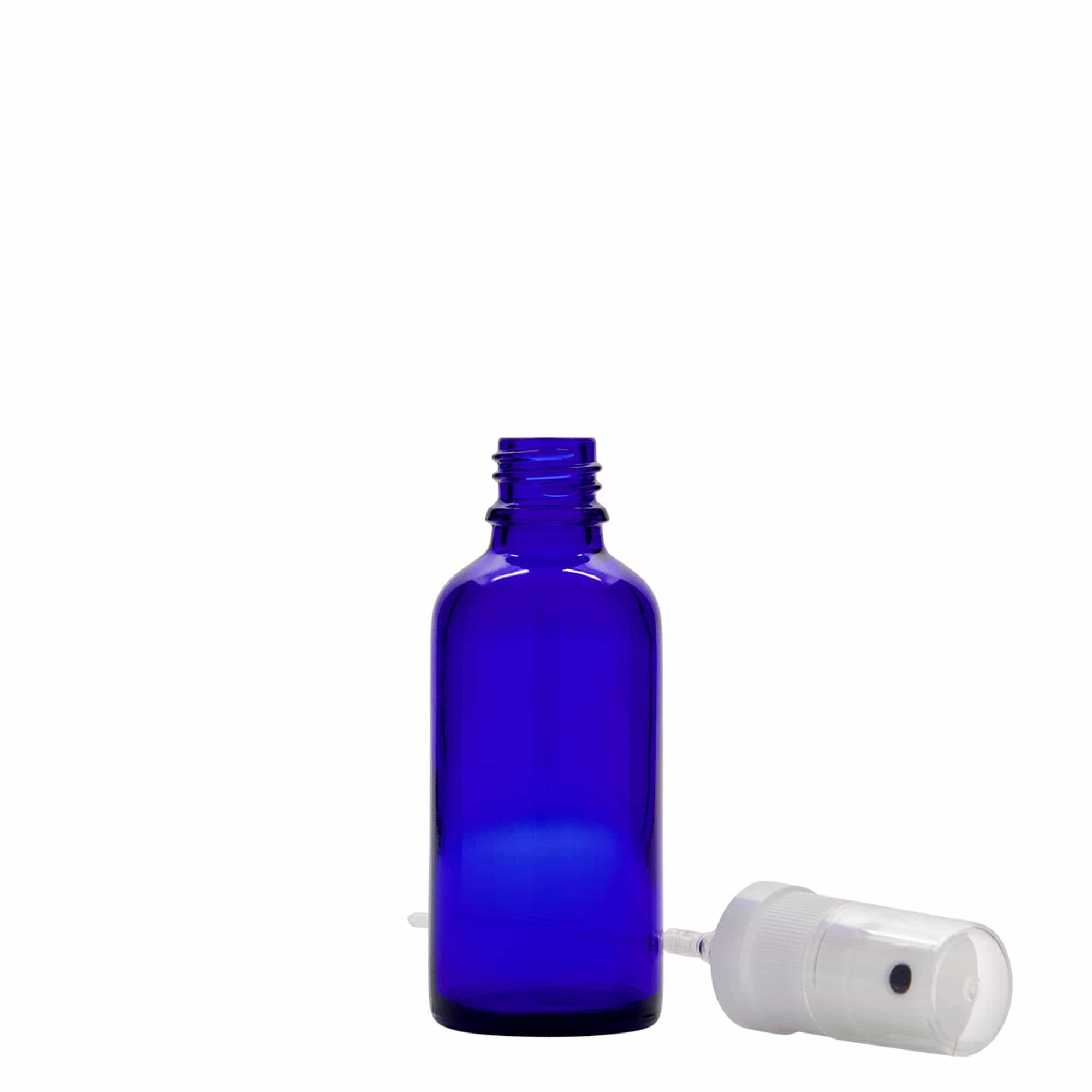 50 ml spuitflesje medicijn, glas, koningsblauw, mondstuk: DIN 18 50 ml spuitflesje medicijn, glas, koningsblauw, mondstuk: DIN 18