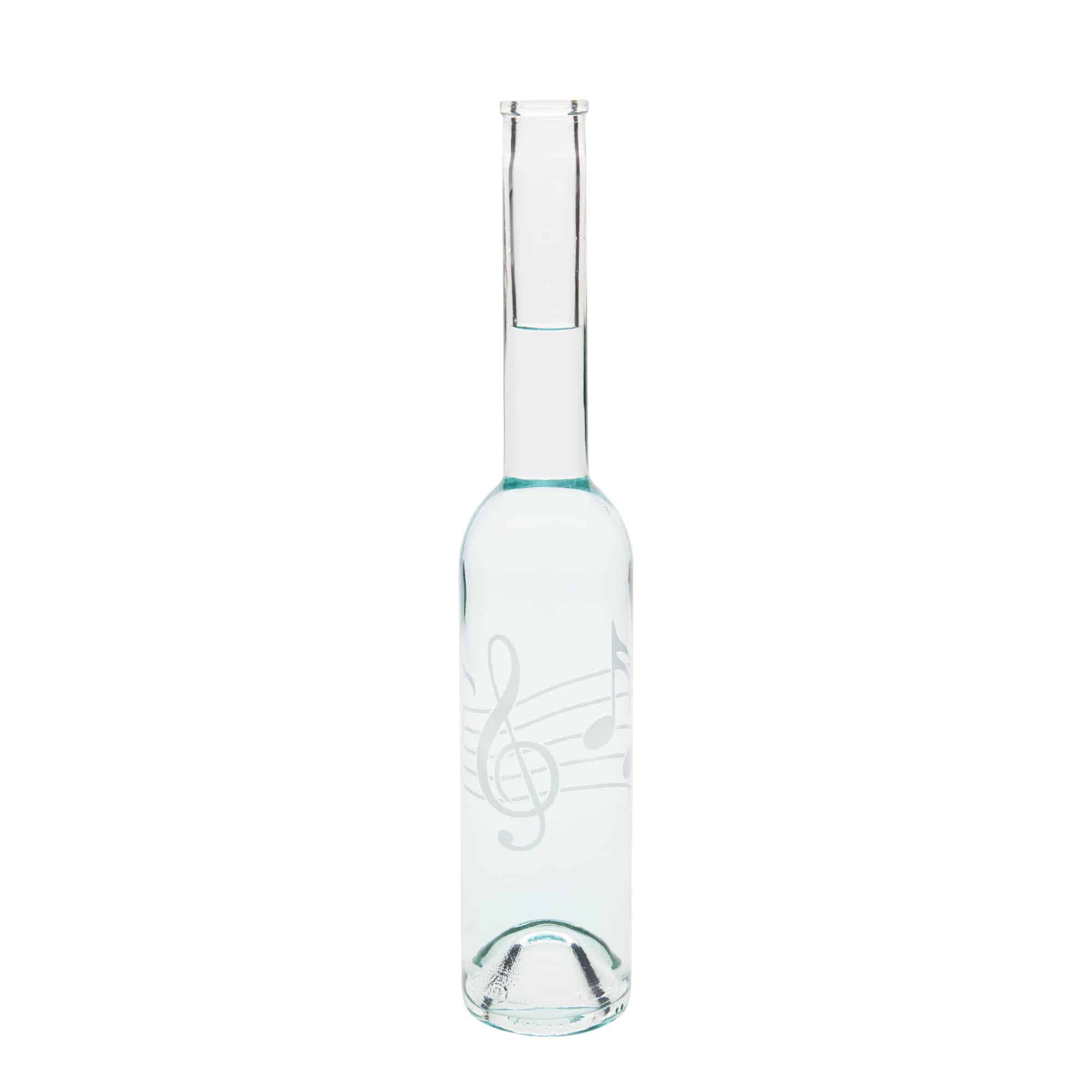 350 ml glazen fles 'Opera', motief: muzieknoten, opening: kurk