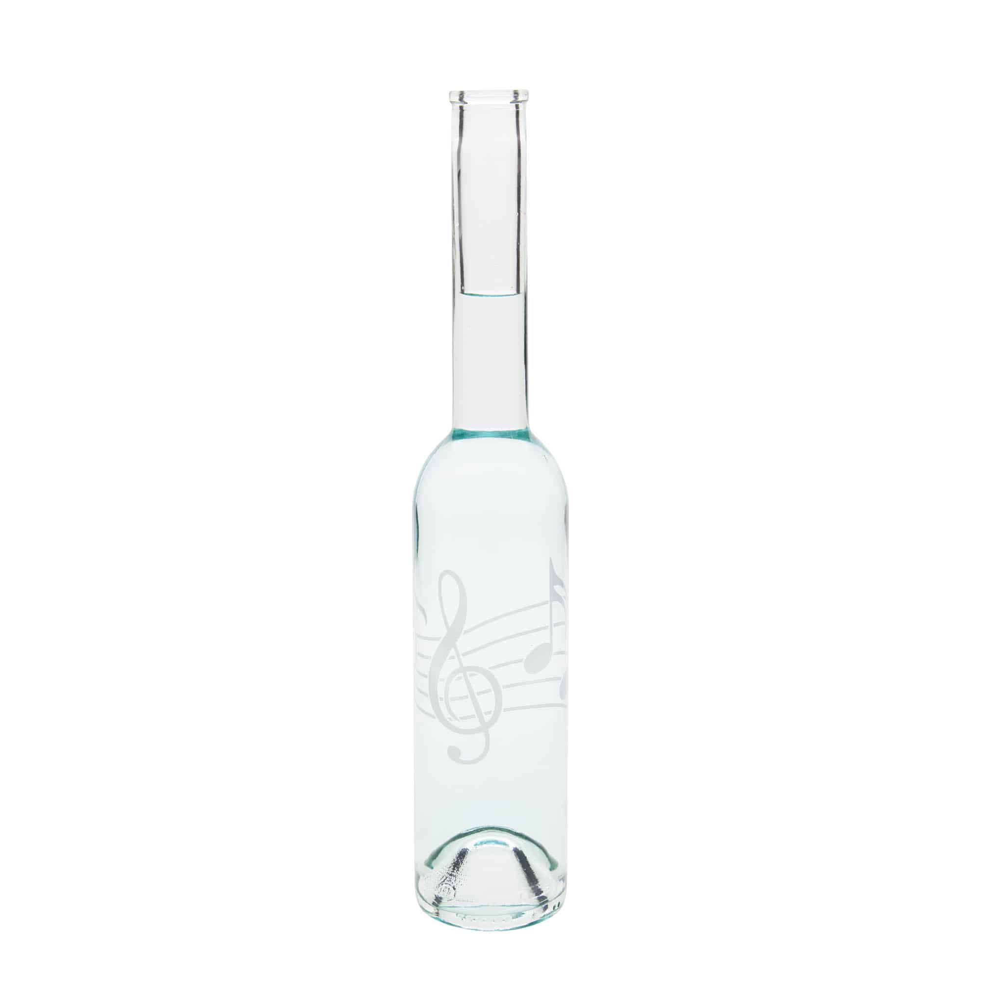 350 ml glazen fles 'Opera', motief: muzieknoten, opening: kurk