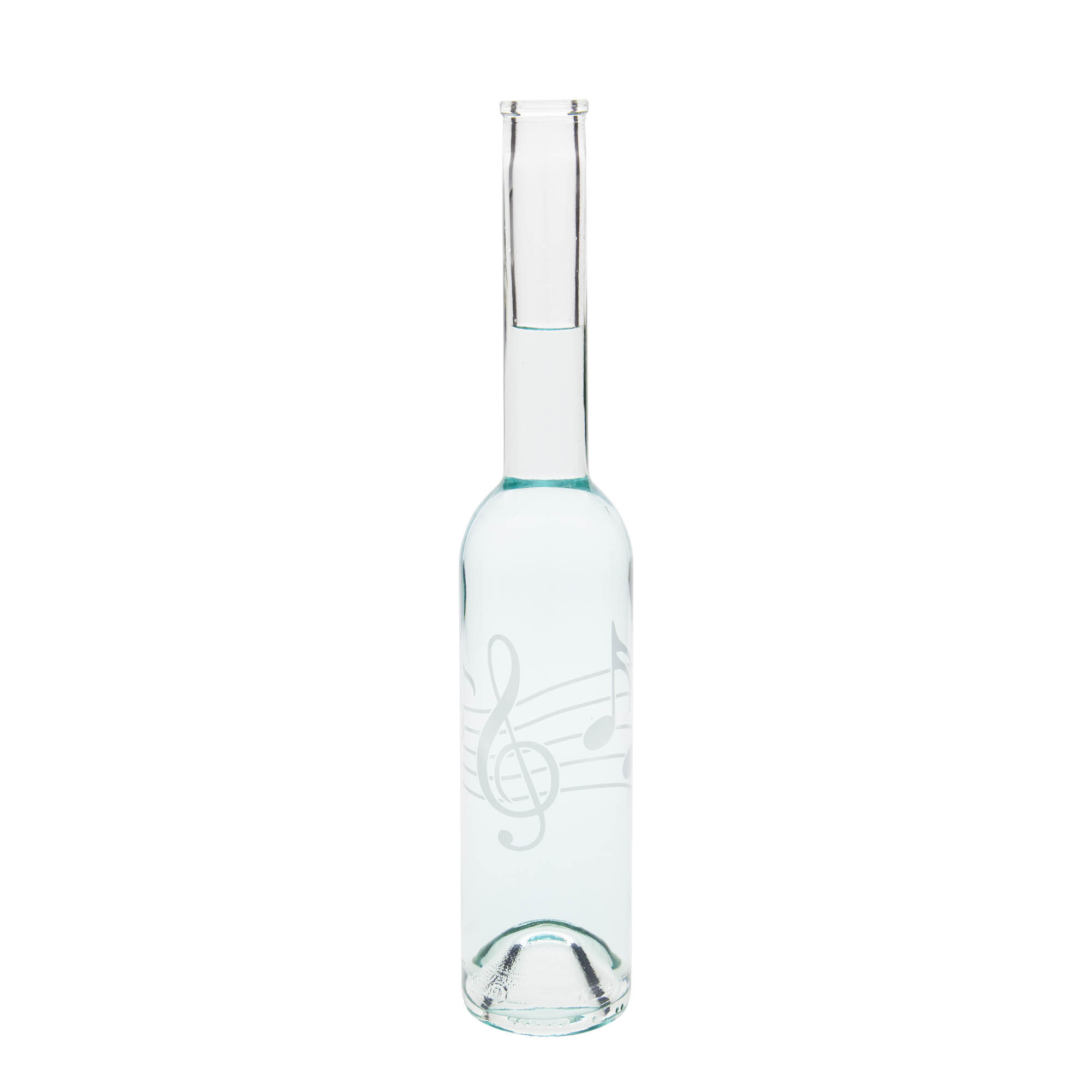 350 ml glazen fles 'Opera', motief: muzieknoten, opening: kurk 350 ml glazen fles 'Opera', motief: muzieknoten, opening: kurk