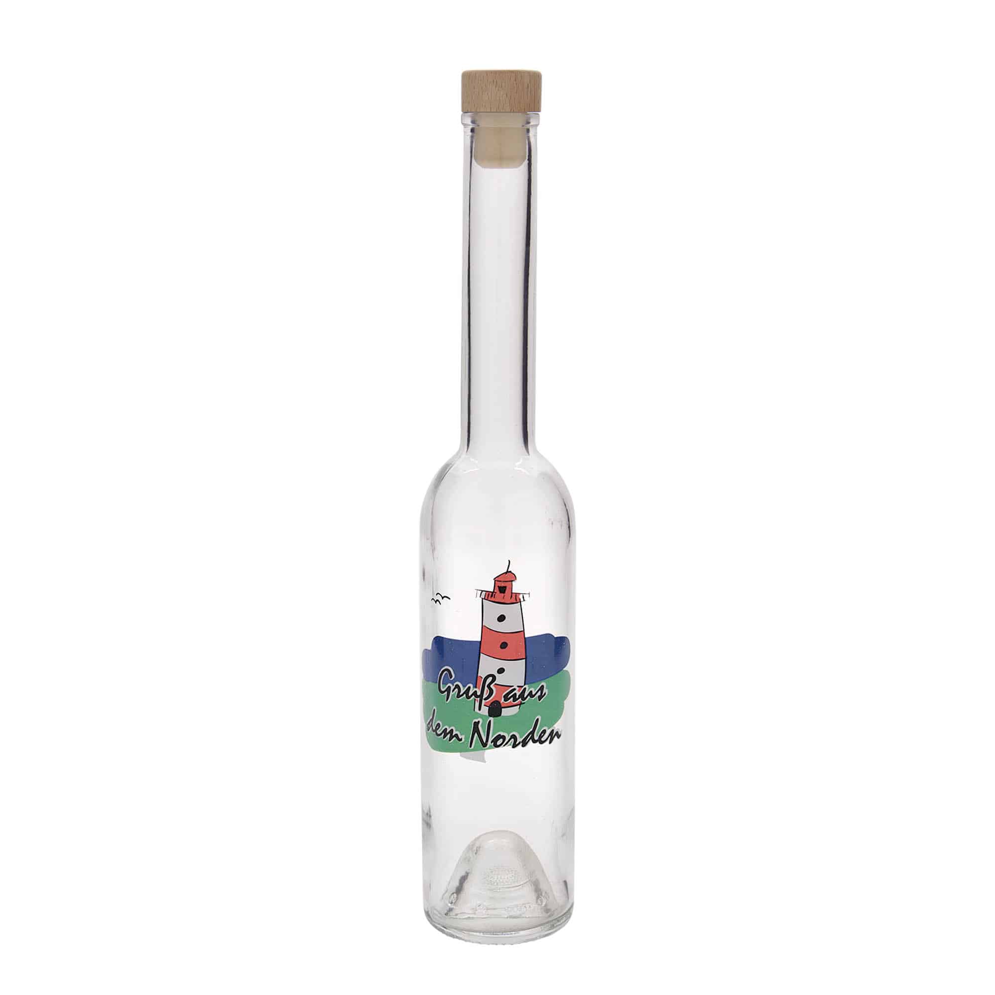 Glazen fles 'Opera', 350 ml, motief: Het noorden, monding: kurk