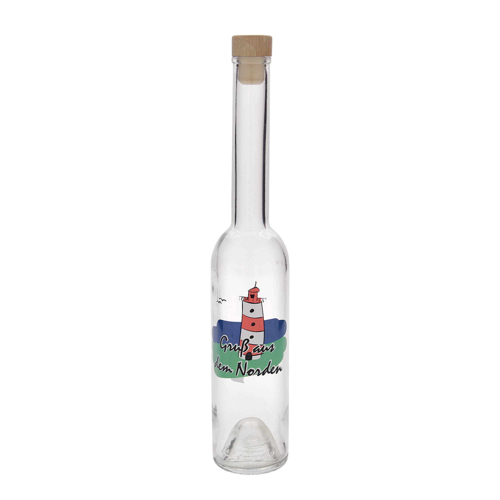 350 ml glazen fles 'Opera', motief: Noorden, opening: kurk 350 ml glazen fles 'Opera', motief: Noorden, opening: kurk