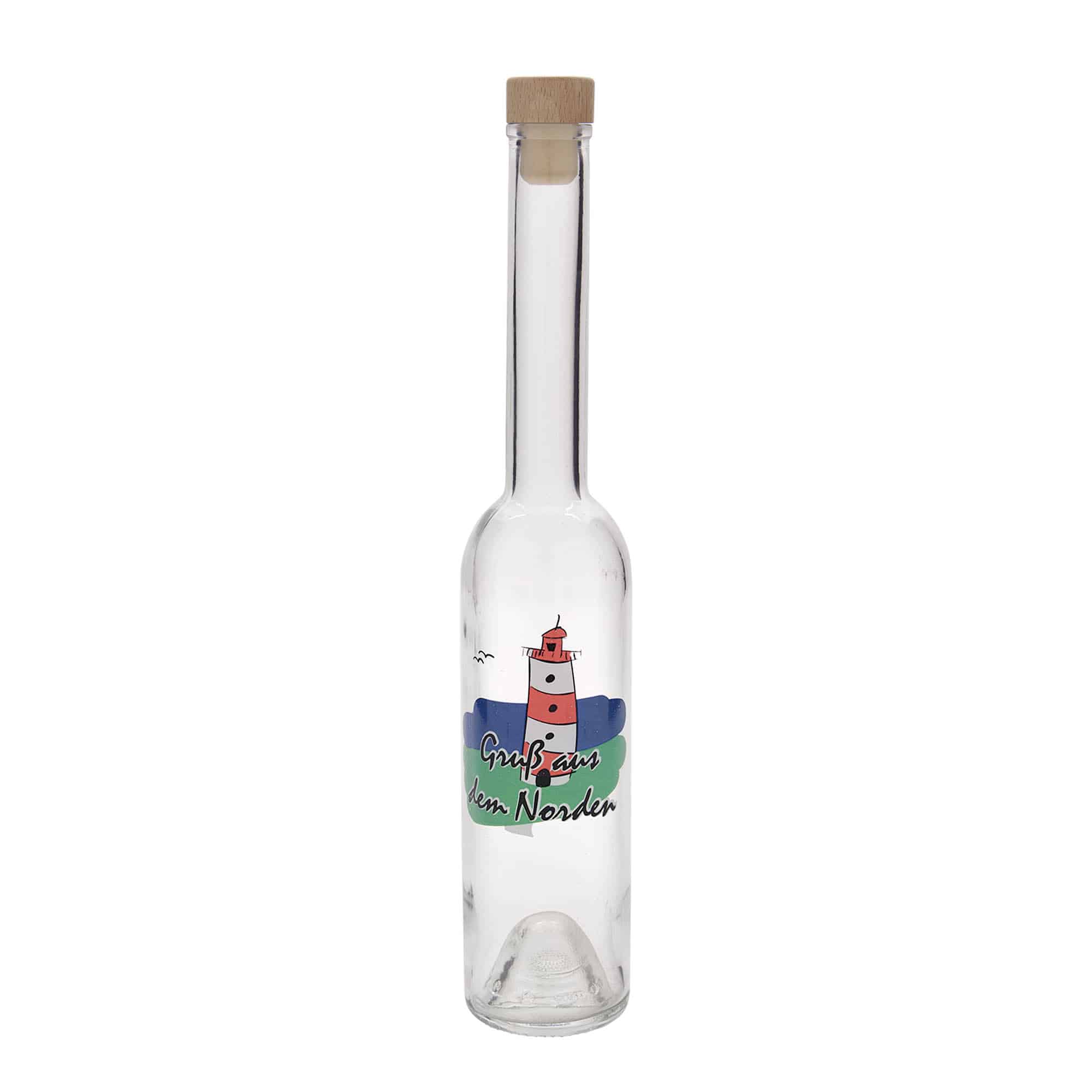 350 ml glazen fles 'Opera', motief: Noorden, opening: kurk