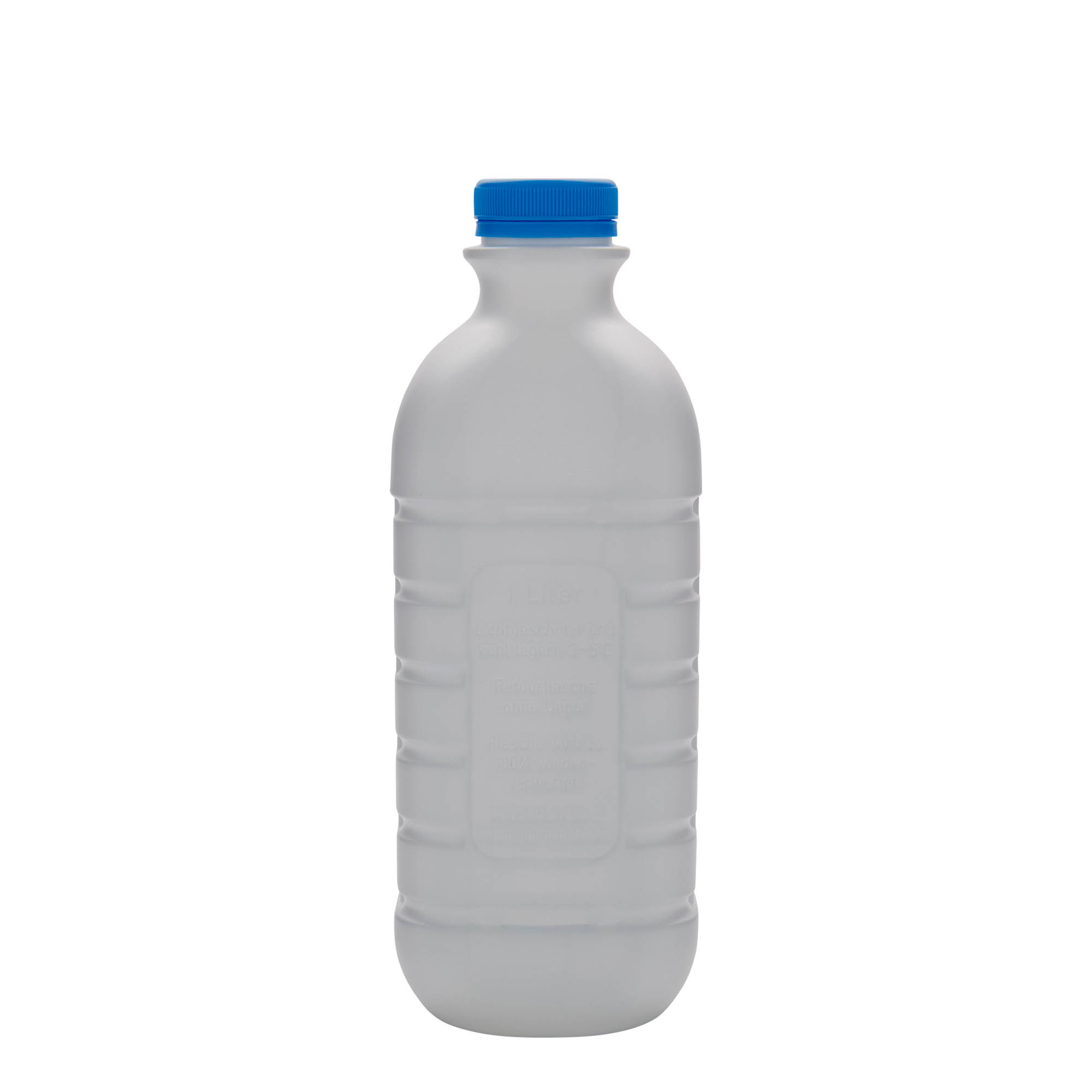 1.000 ml melkfles, rechthoekig, HDPE-kunststof, wit, opening: PEHD40