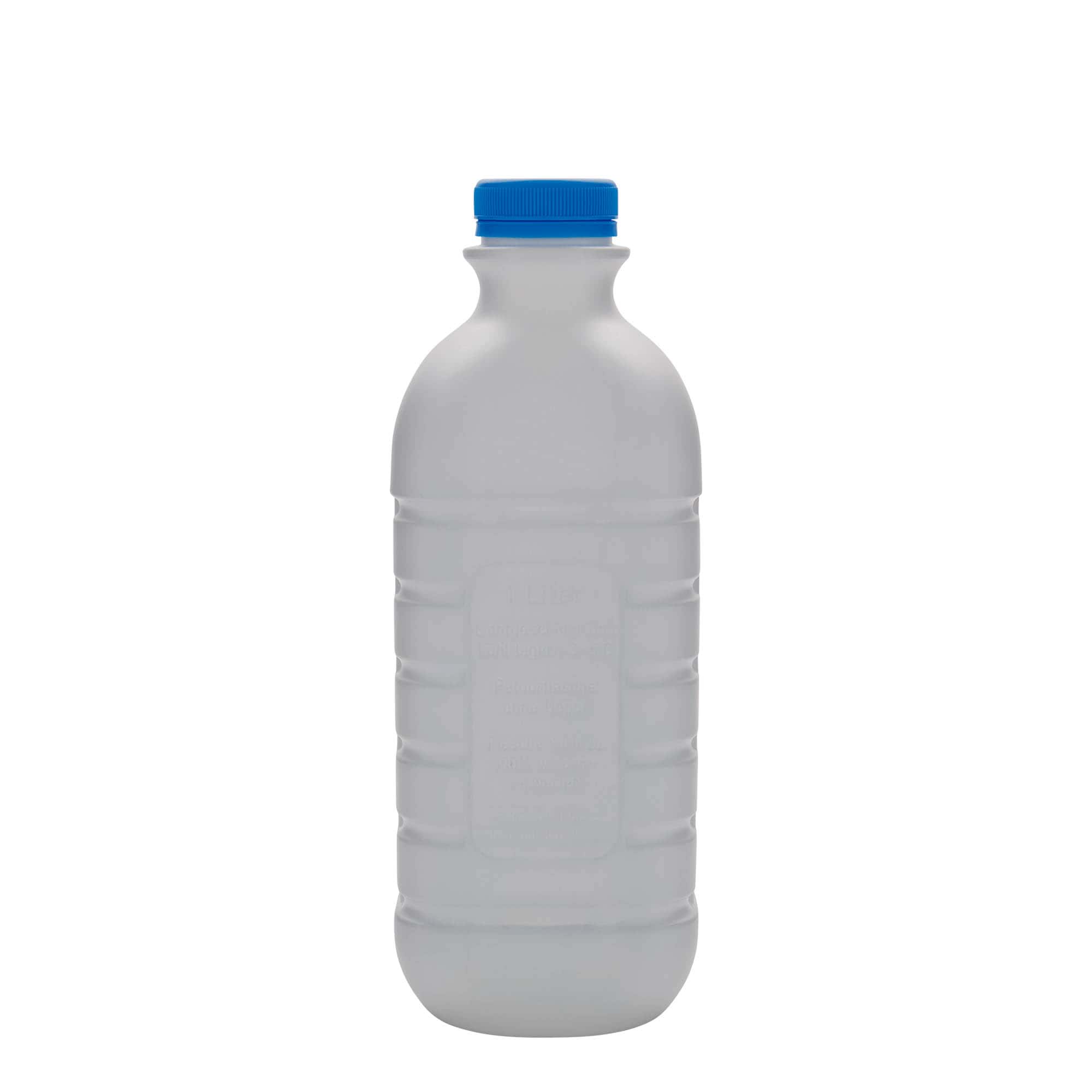 1.000 ml melkfles, rechthoekig, HDPE-kunststof, wit, opening: PEHD40