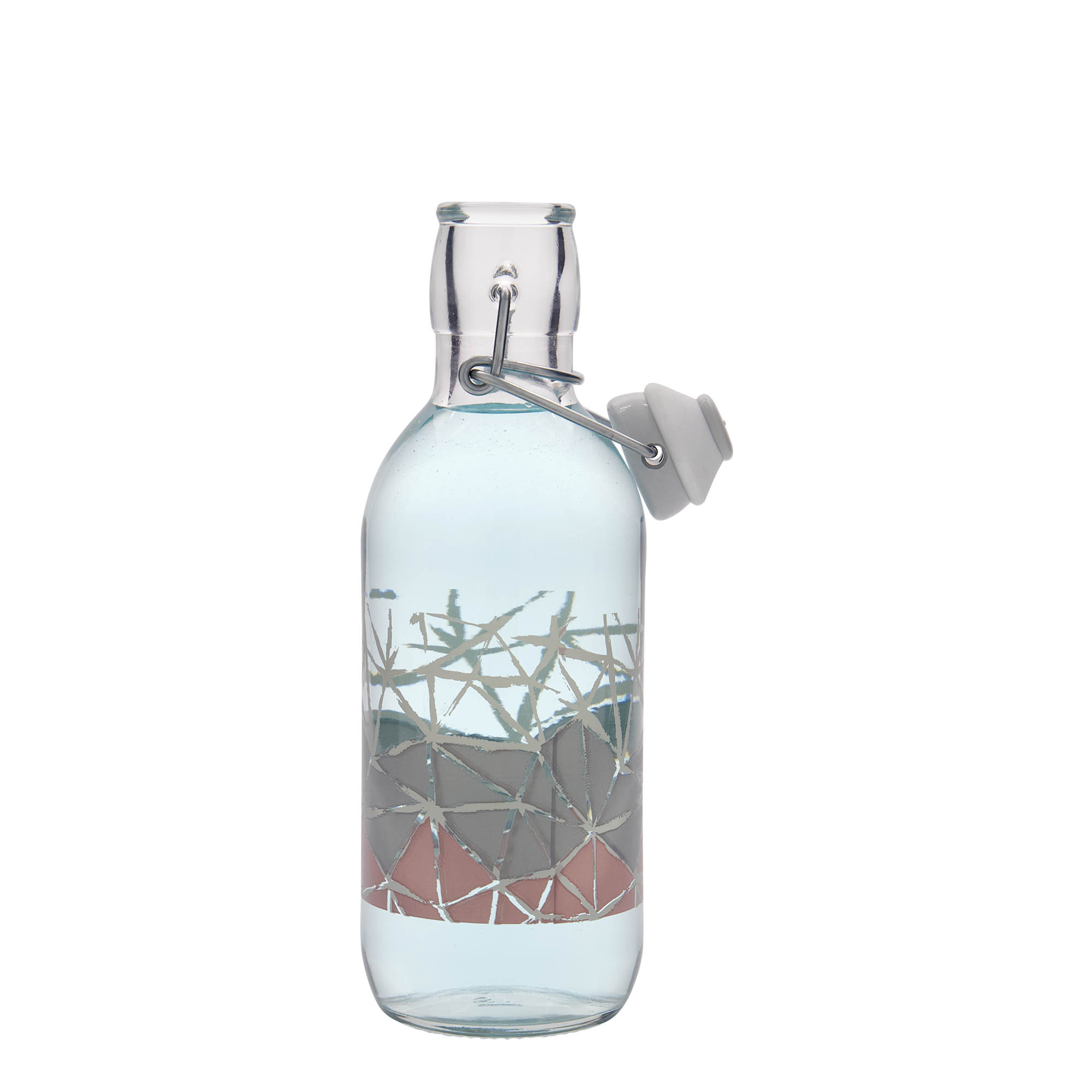 500 ml glazen fles Emilia bedrukt 'Manolibera rosa', opening: beugelverschluss 500 ml glazen fles Emilia bedrukt 'Manolibera rosa', opening: beugelverschluss