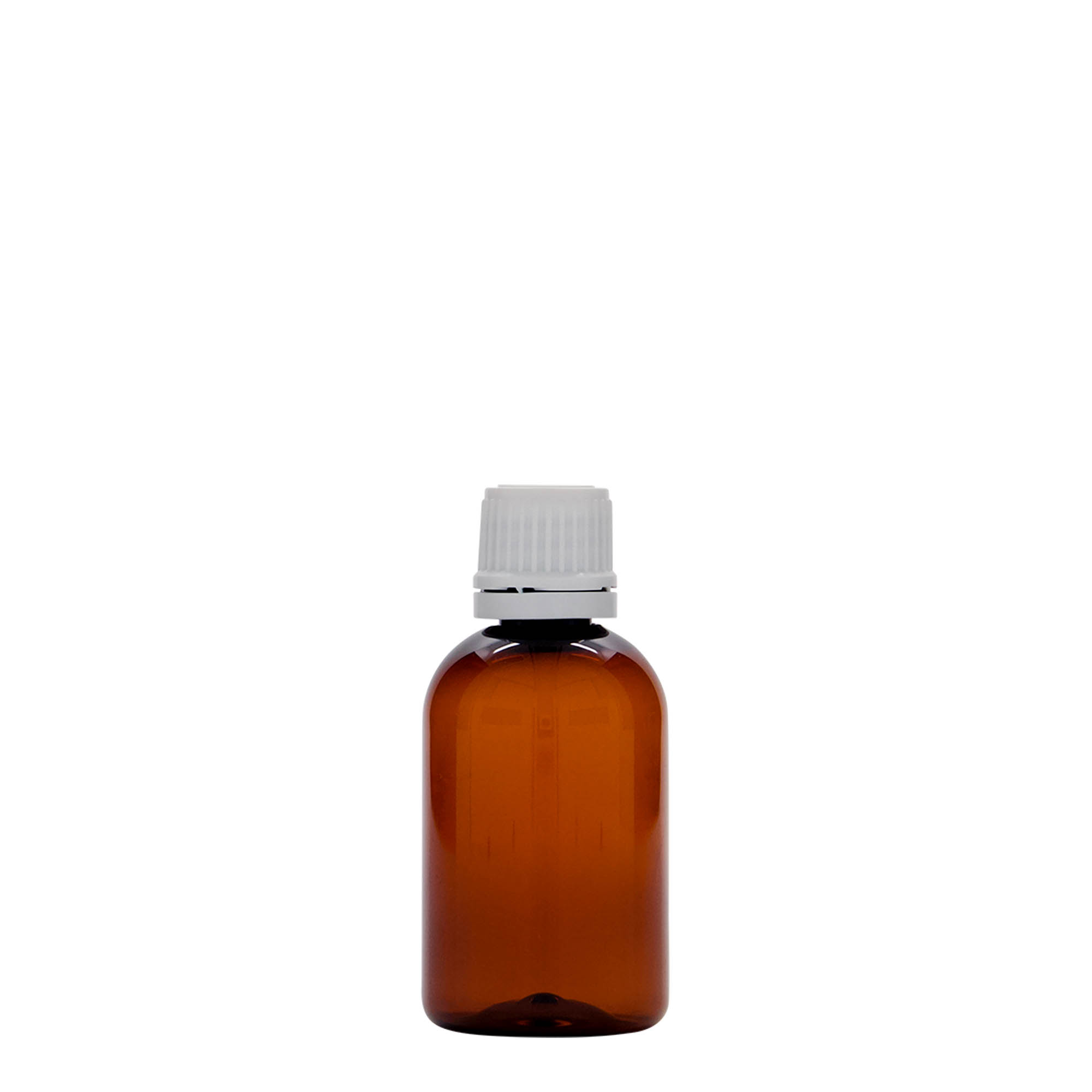 50 ml PET-medische fles 'Easy Living', bruin, kunststof, opening: DIN 18