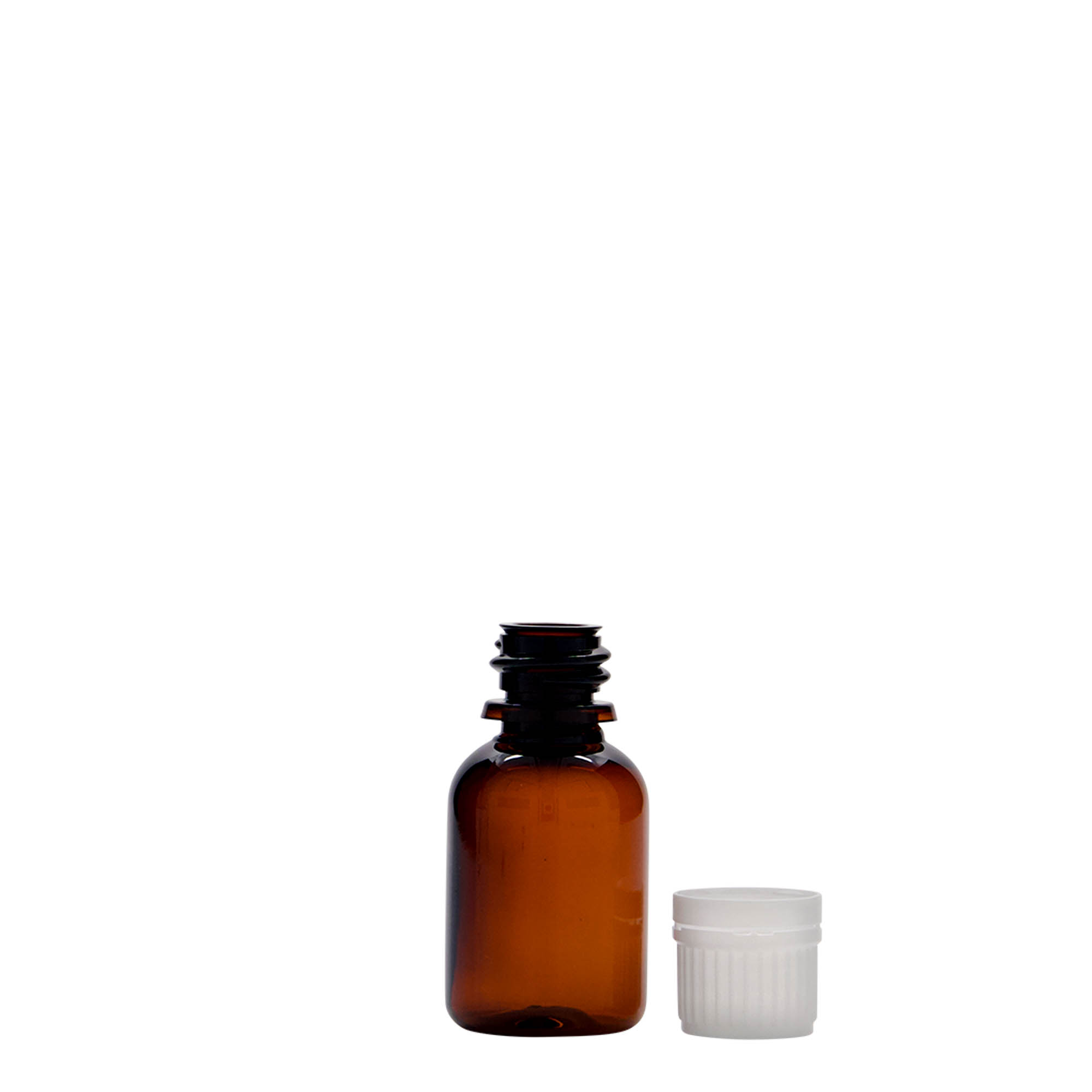 20 ml PET-medicijnfles 'Easy Living', bruin, kunststof, opening: DIN 18