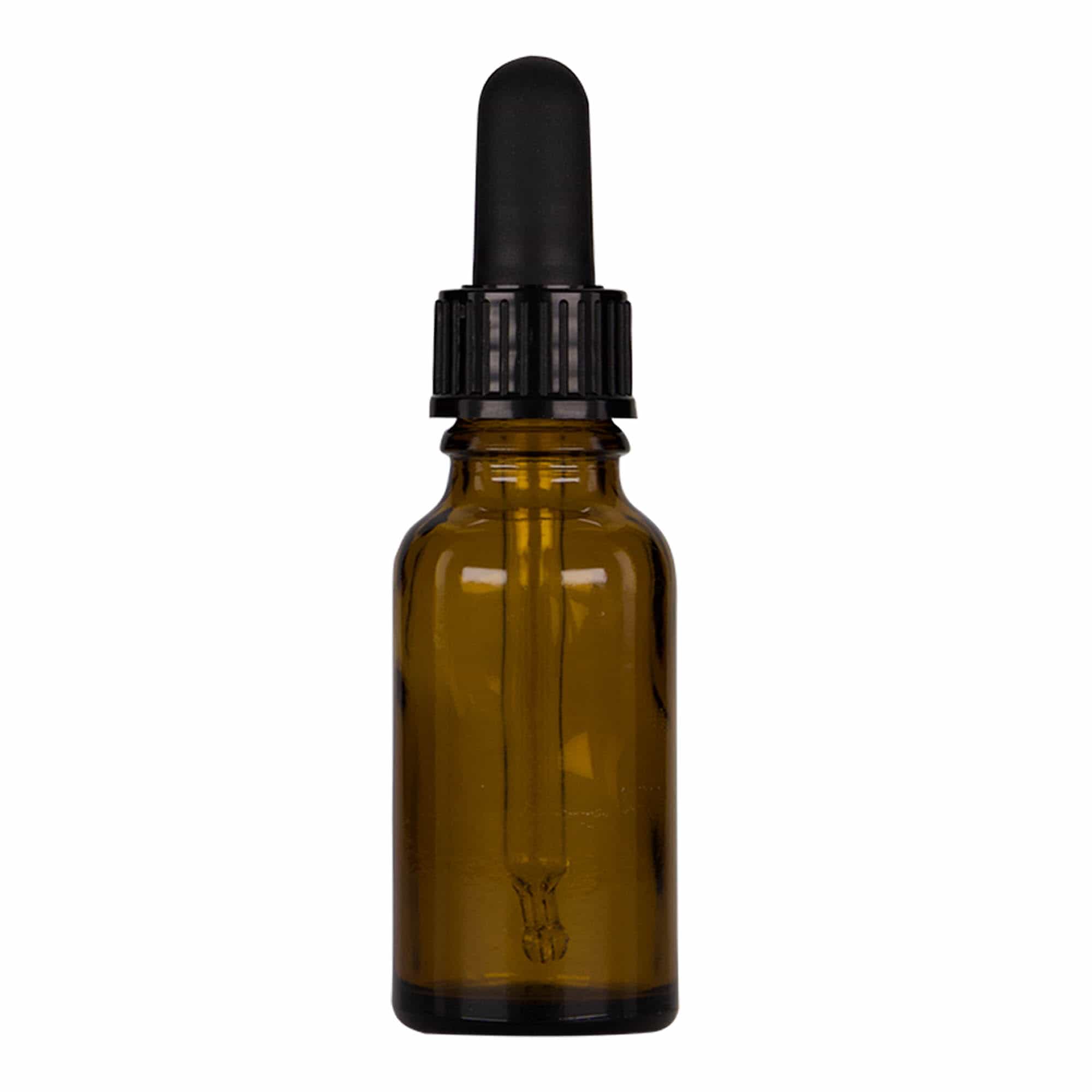 20 ml pipetflesje medicijn, glas, bruin-zwart, mondstuk: DIN 18