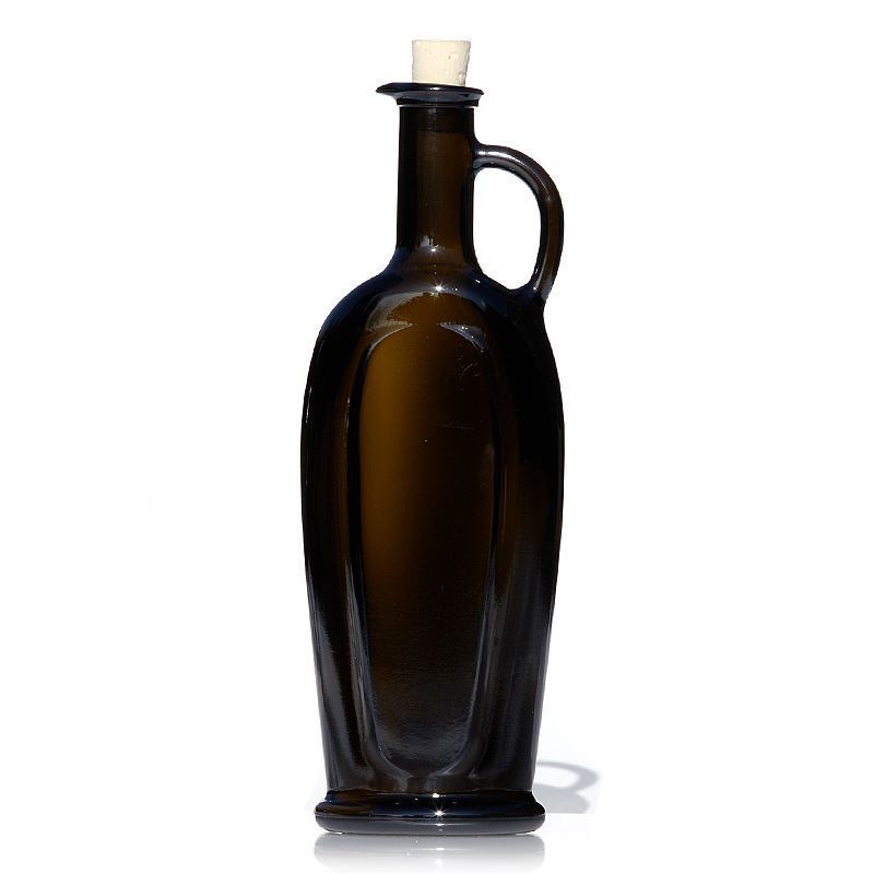 500 ml glazen fles 'Eleganta', ovaal, antiekgroen, opening: kurk