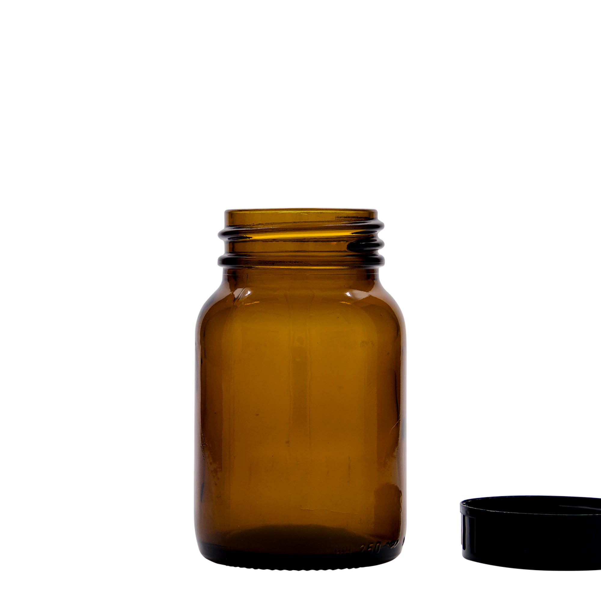 250 ml brede hals glas, bruin, opening: DIN 55