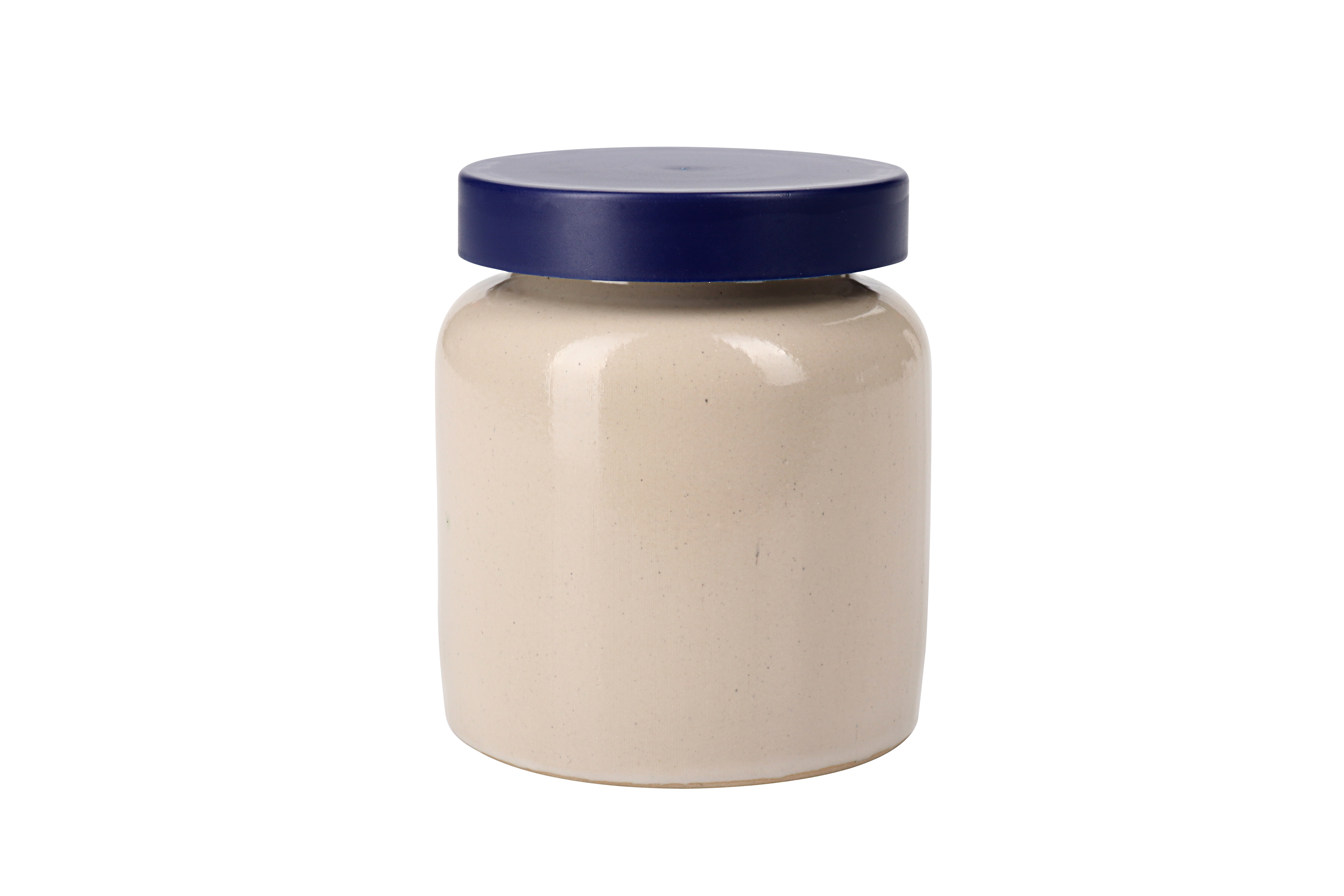 270 ml steengoedpot, keramiek, beige, opening: opzetdeksel