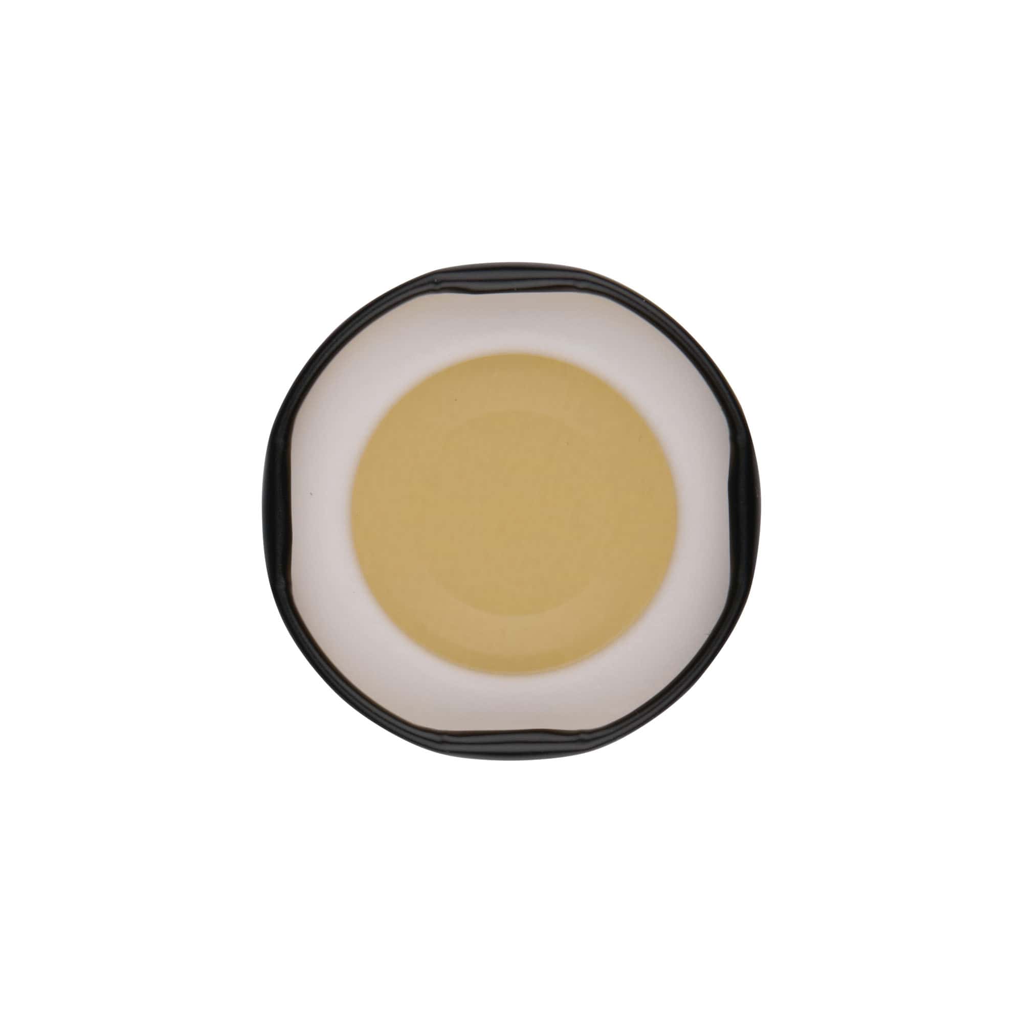 Twist-off-deksel, wit blik, zwart, voor opening: TO 43 Twist-off-deksel, wit blik, zwart, voor opening: TO 43