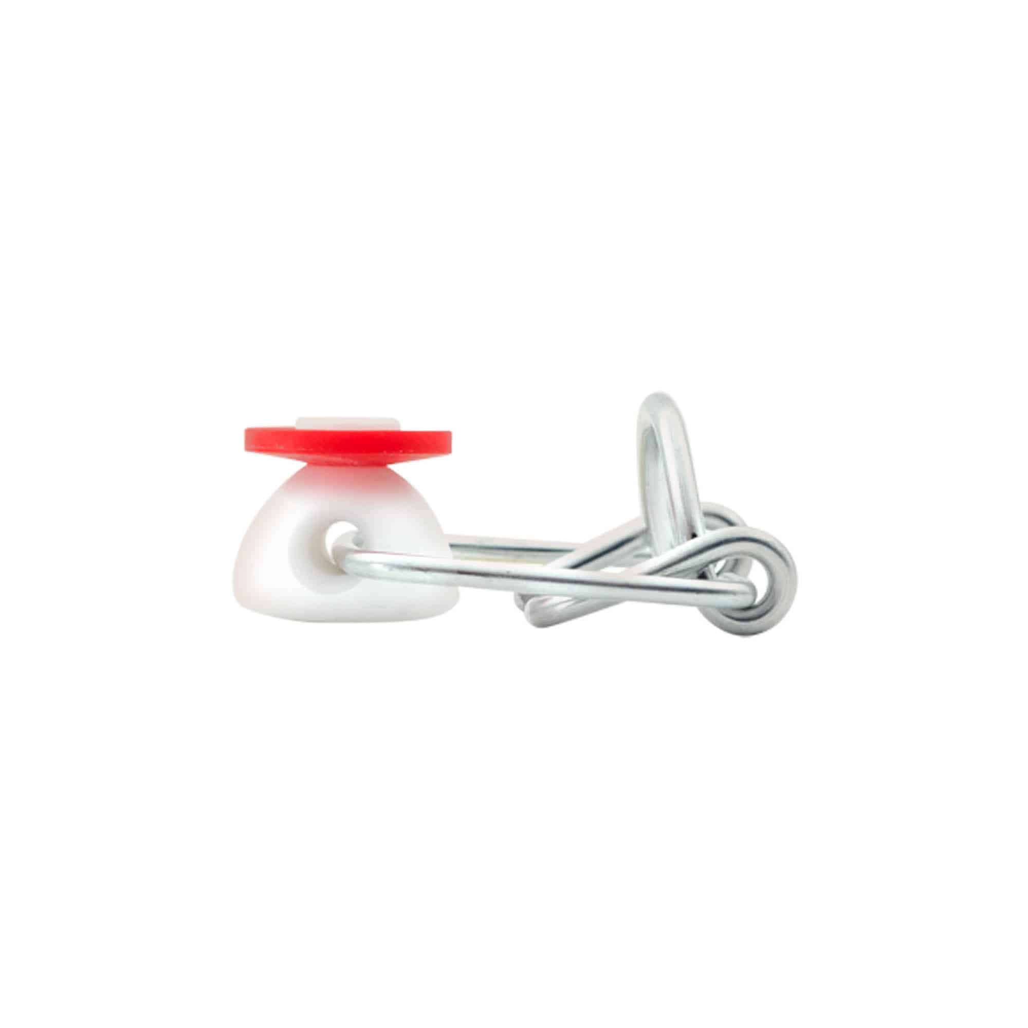 Mini klembevestiging, kunststof, rood-wit