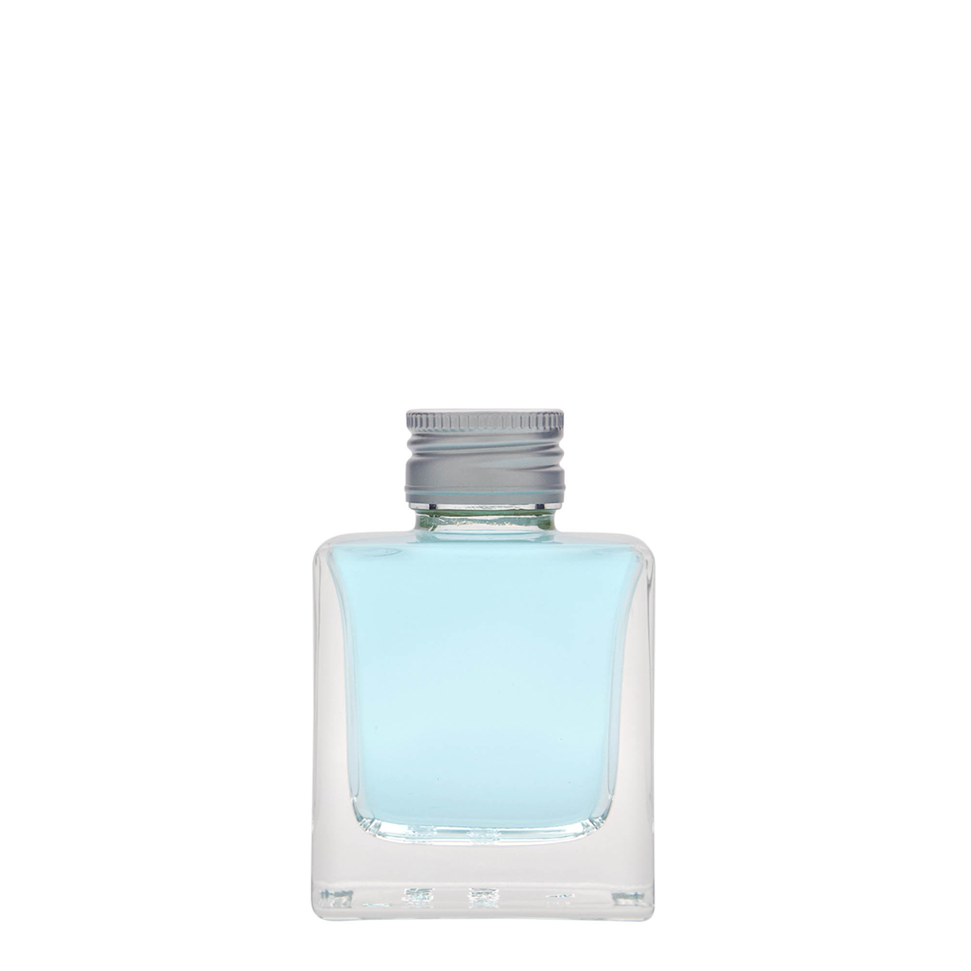 100 ml glazen fles 'Cube', vierkant, hals: PP 28 100 ml glazen fles 'Cube', vierkant, hals: PP 28