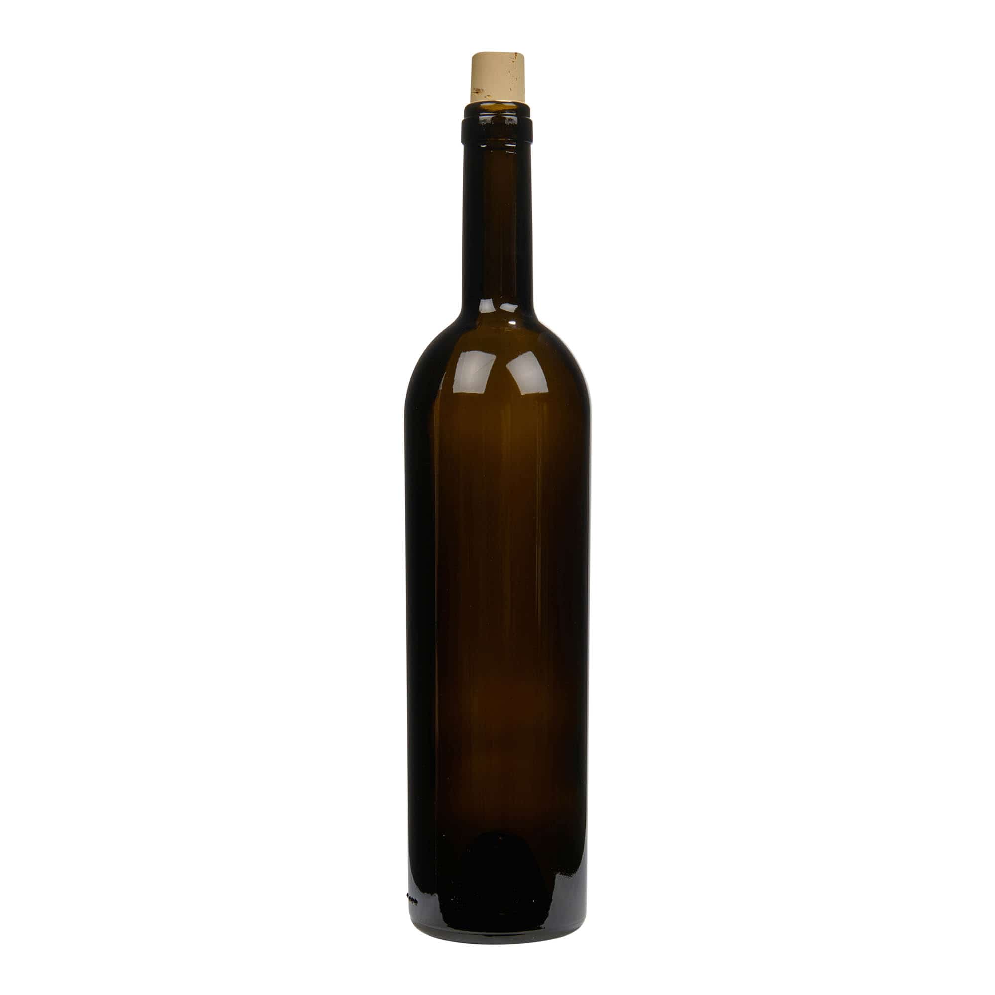 750 ml wijnfles 'Liberty', antiekgroen, hals: kurk