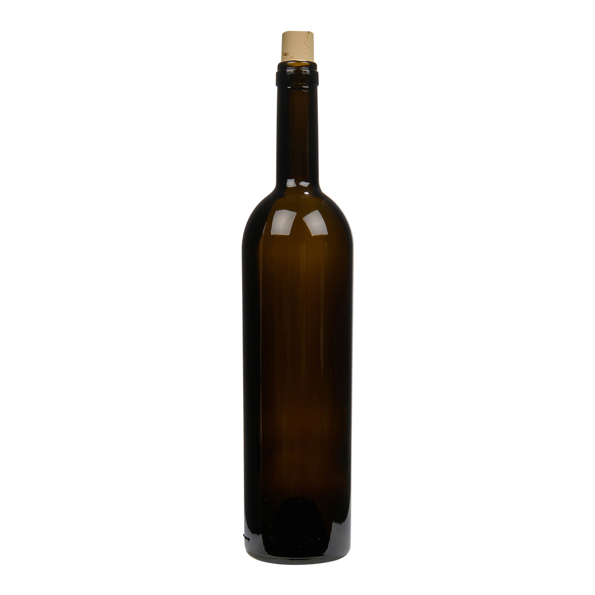 750 ml wijnfles 'Liberty', antiekgroen, hals: kurk