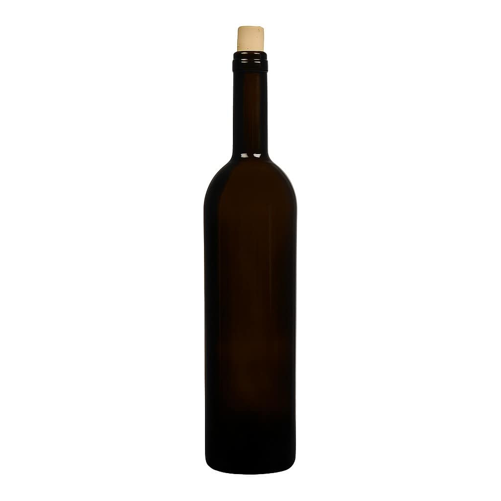750 ml wijnfles 'Liberty', antiekgroen, hals: kurk
