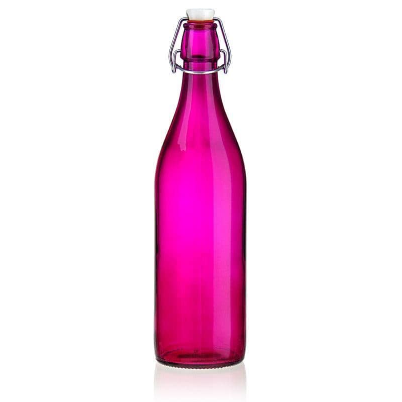 Glazen fles 'Giara', 1000 ml, roze, monding: beugelsluiting