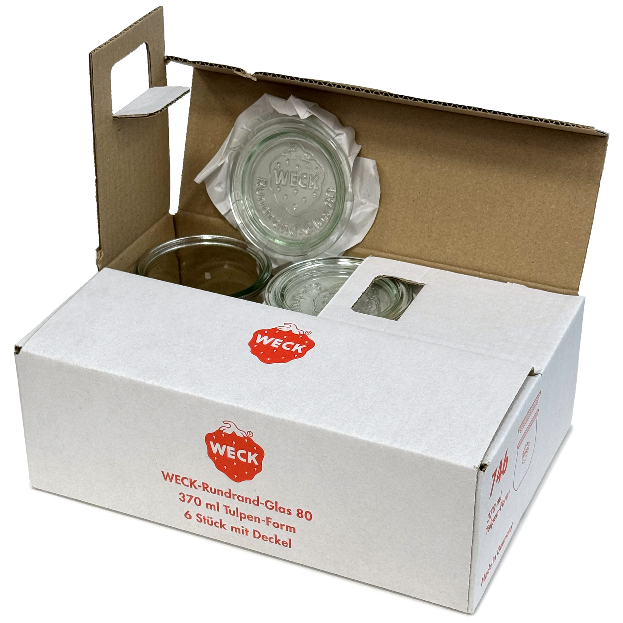 6x 370 ml WECK-tulpenpot met glazen deksel RR 80
