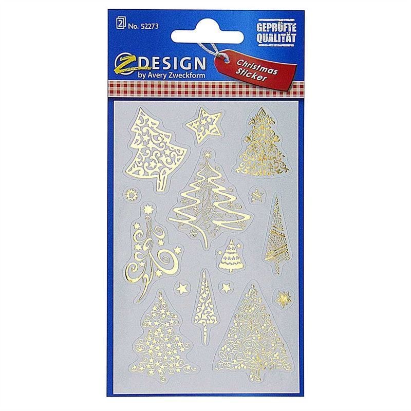 Zweckform Stickers 'Kerstbomen', papier, goud