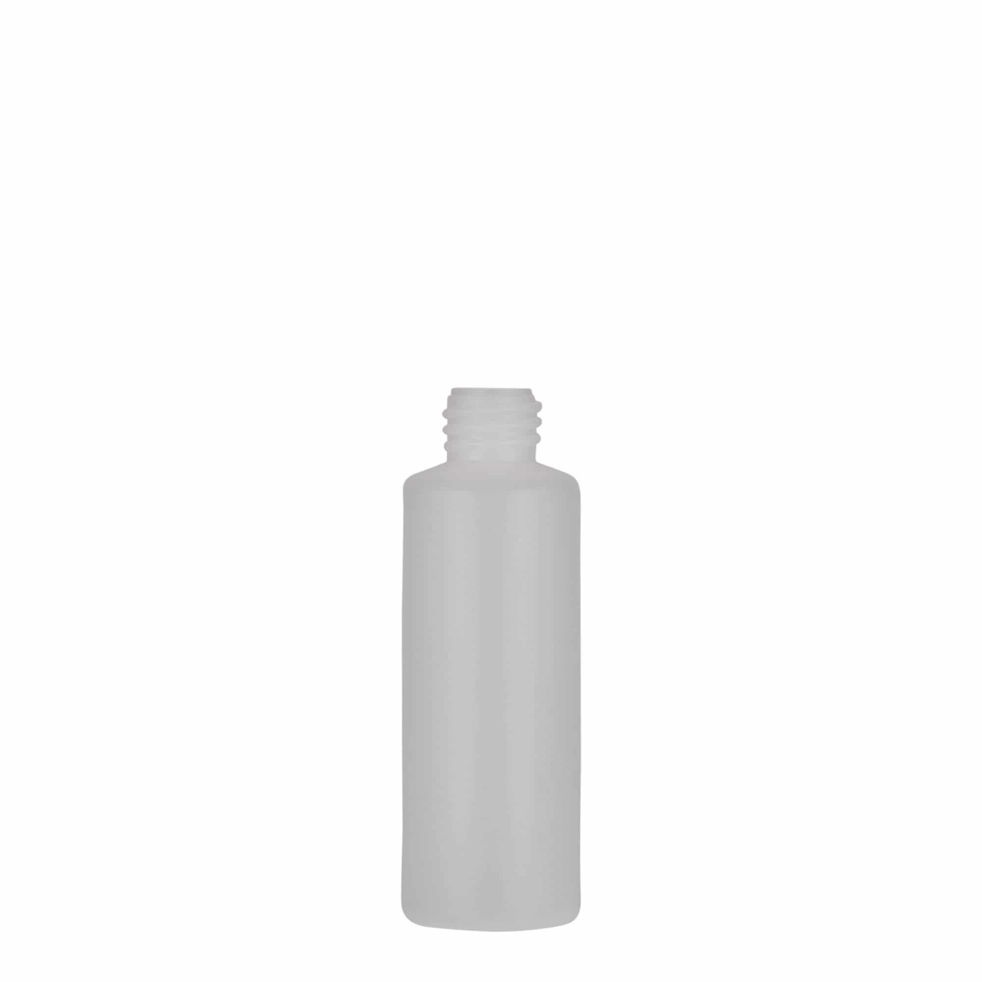 50 ml ronde fles, PE-kunststof, naturel, opening: schroefdop