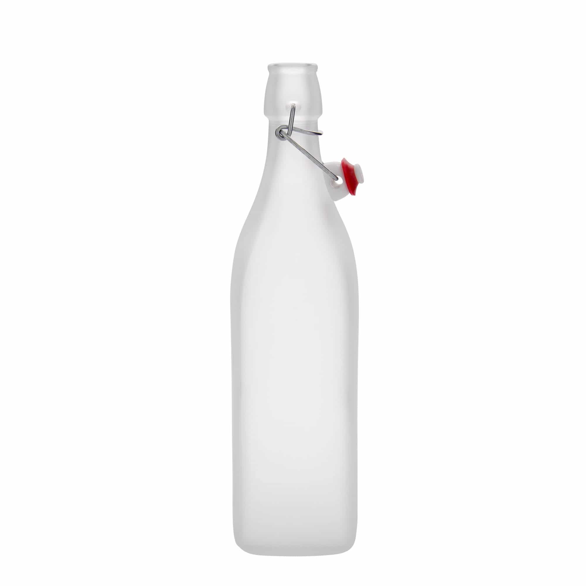 Glazen fles 'Swing', 1.000 ml, vierkant, wit, monding: beugelsluiting Glazen fles 'Swing', 1.000 ml, vierkant, wit, monding: beugelsluiting