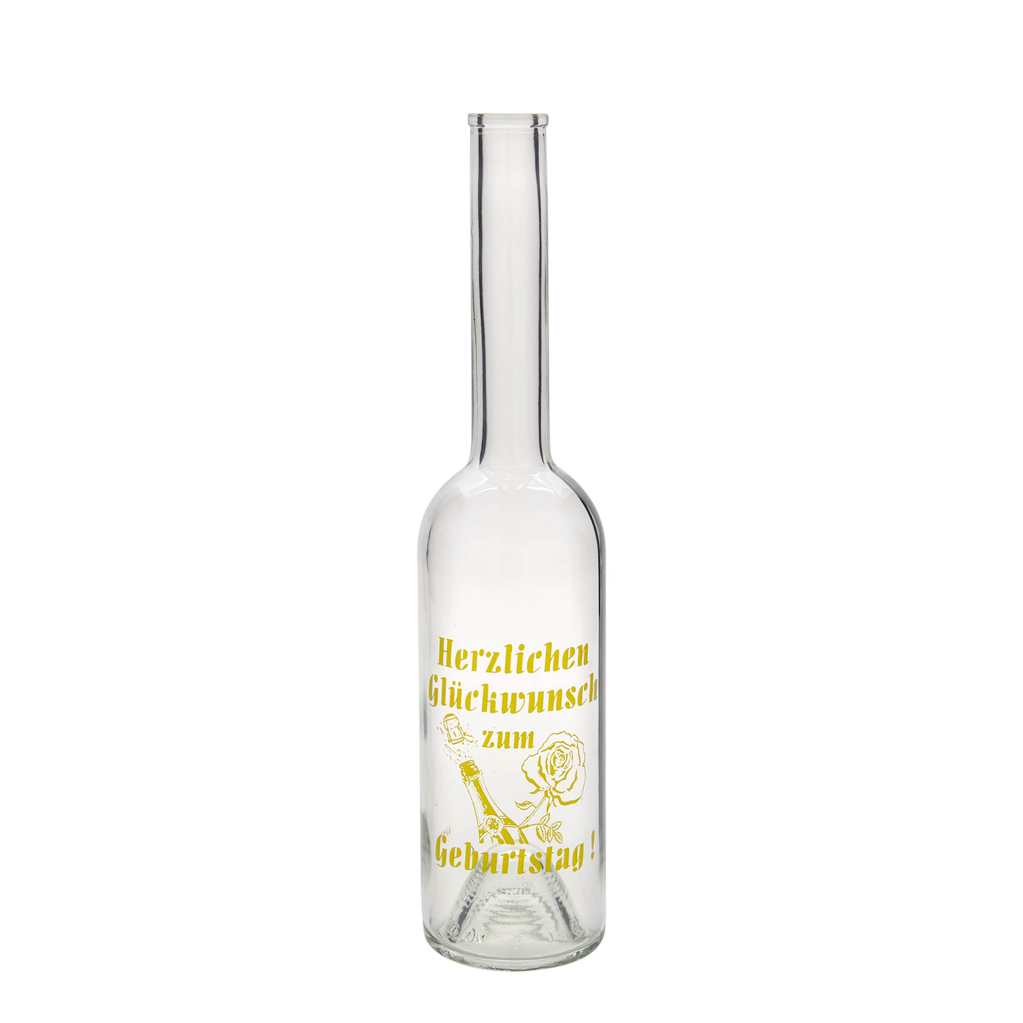 500 ml glazen fles 'Opera', motief: appel, opening: kurk 500 ml glazen fles 'Opera', motief: appel, opening: kurk