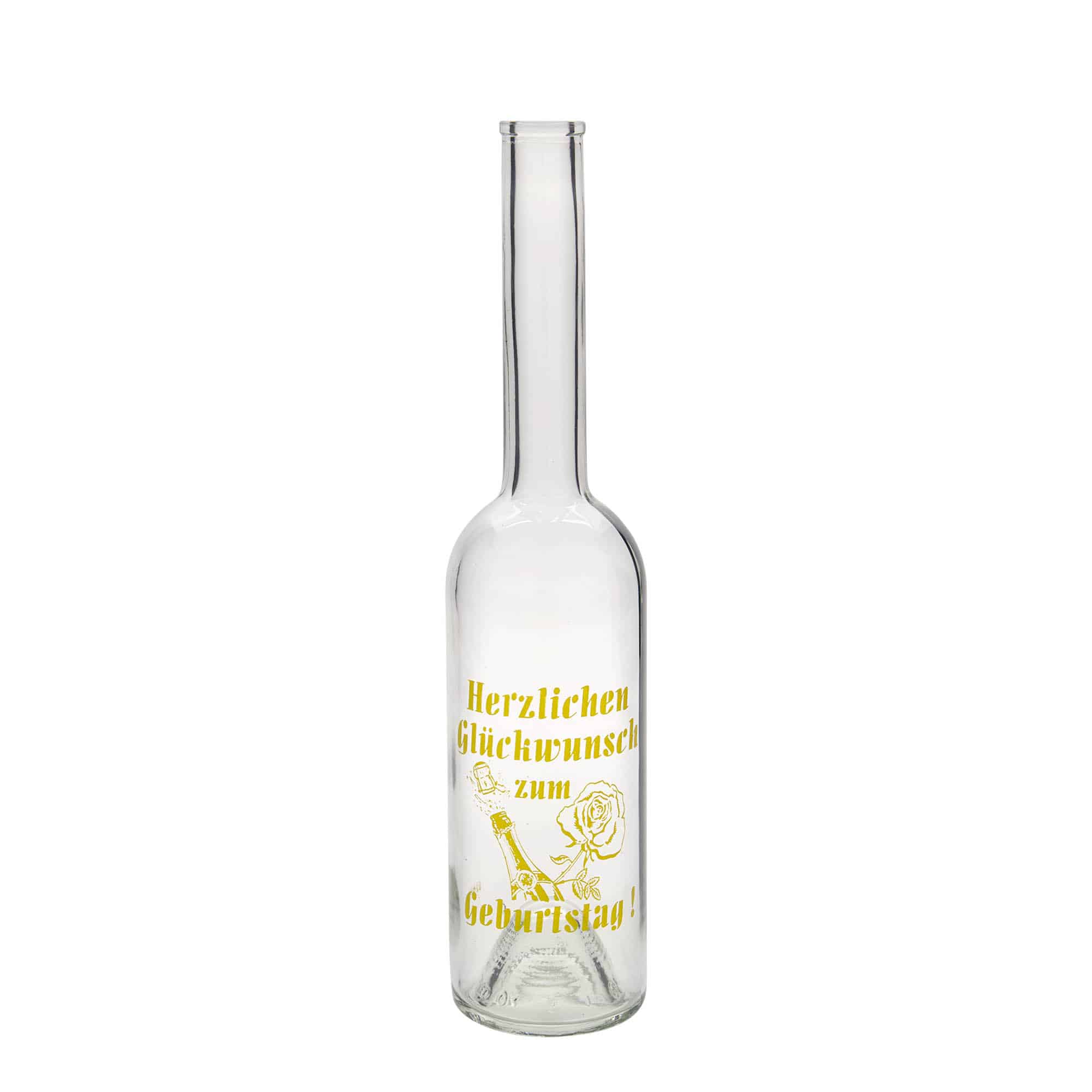 500 ml glazen fles 'Opera', motief: appel, opening: kurk