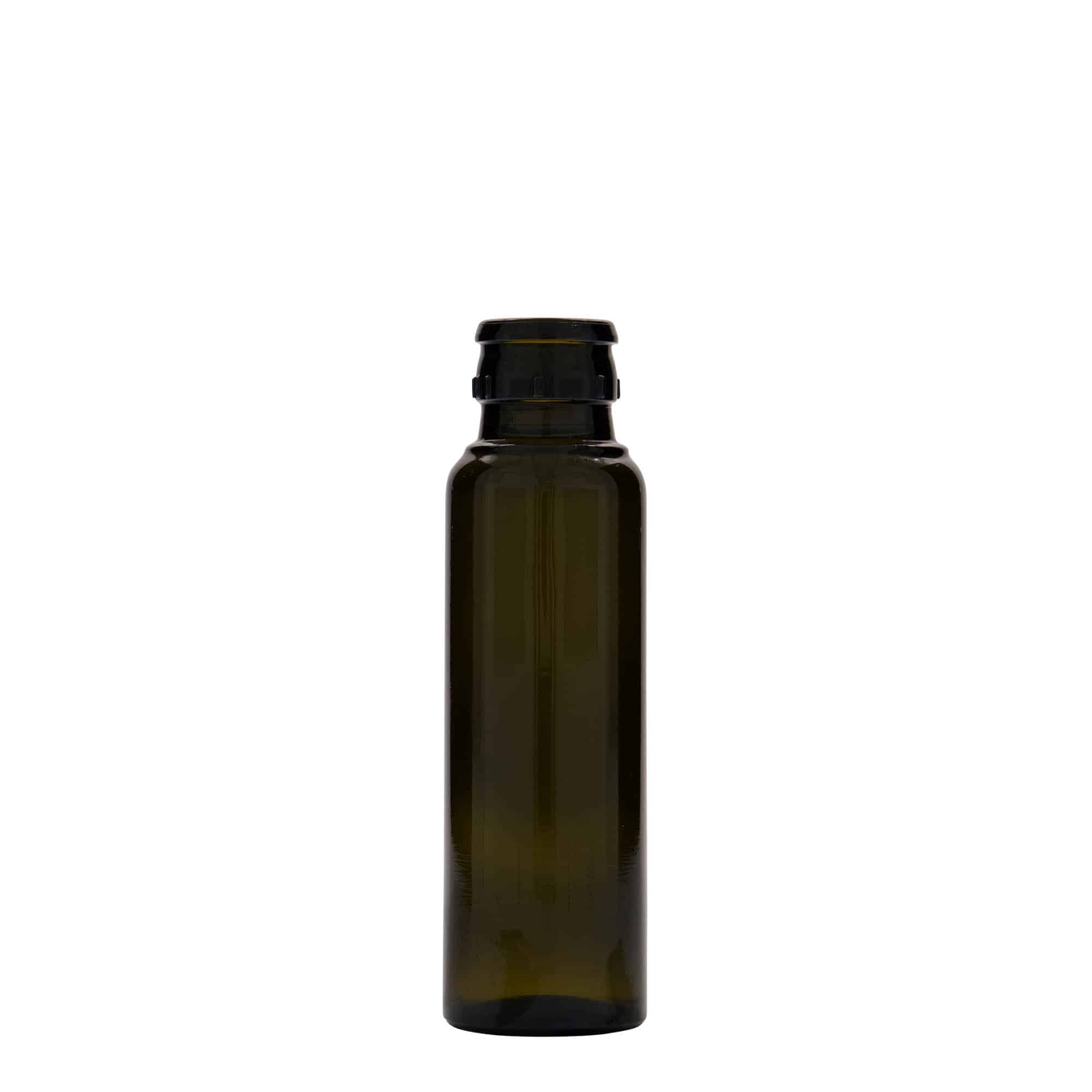 100 ml azijn-/olieflacon 'Willy New', glas, antiekgroen, mondstuk: DOP