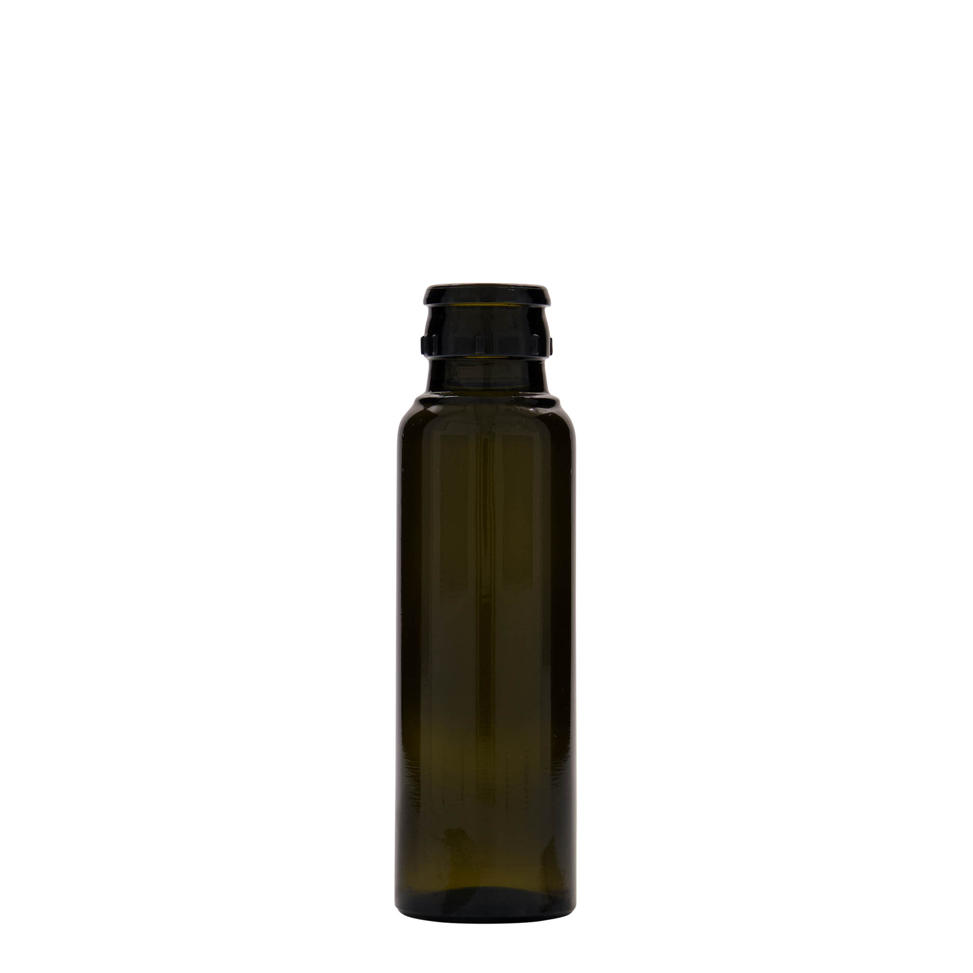 100 ml azijn-/olieflacon 'Willy New', glas, antiekgroen, mondstuk: DOP